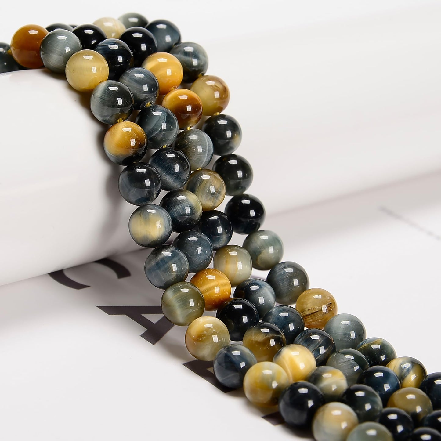 48Pcs 8mm Dream Tiger Eye Gemstone Natural Round Loose Real Stone Beads Gemstone Genuine for DIY Hand Made Craft Jewelry Bracelet Earring Necklace String Making Energy Healing Power