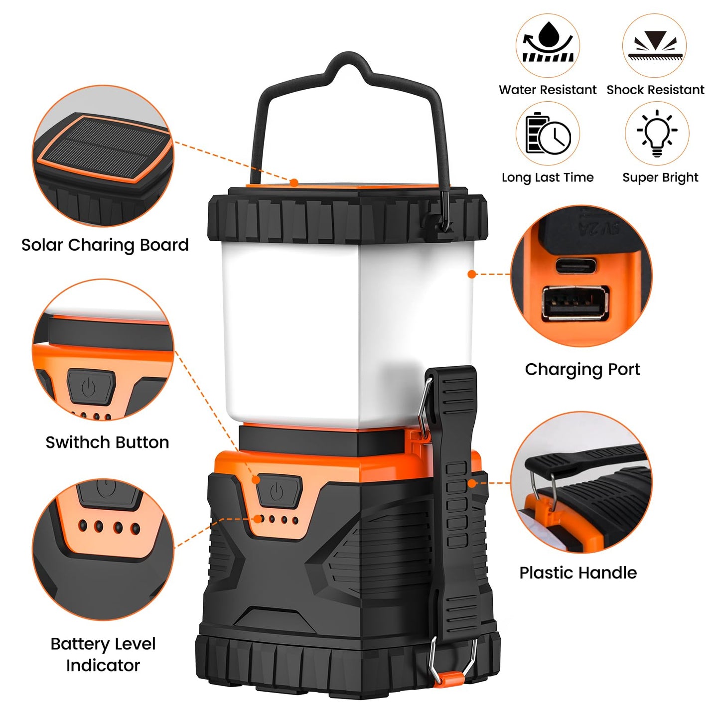 Xynover LED Camping Lantern Rechargeable,1000LM, Portable with 5 Ligth Modes, IP44 Waterproof 4400mAh Tent Flashlight Lanterns for Power Outages, Hiking, Hurricane,Campsites, Emergencies (2-Pack)