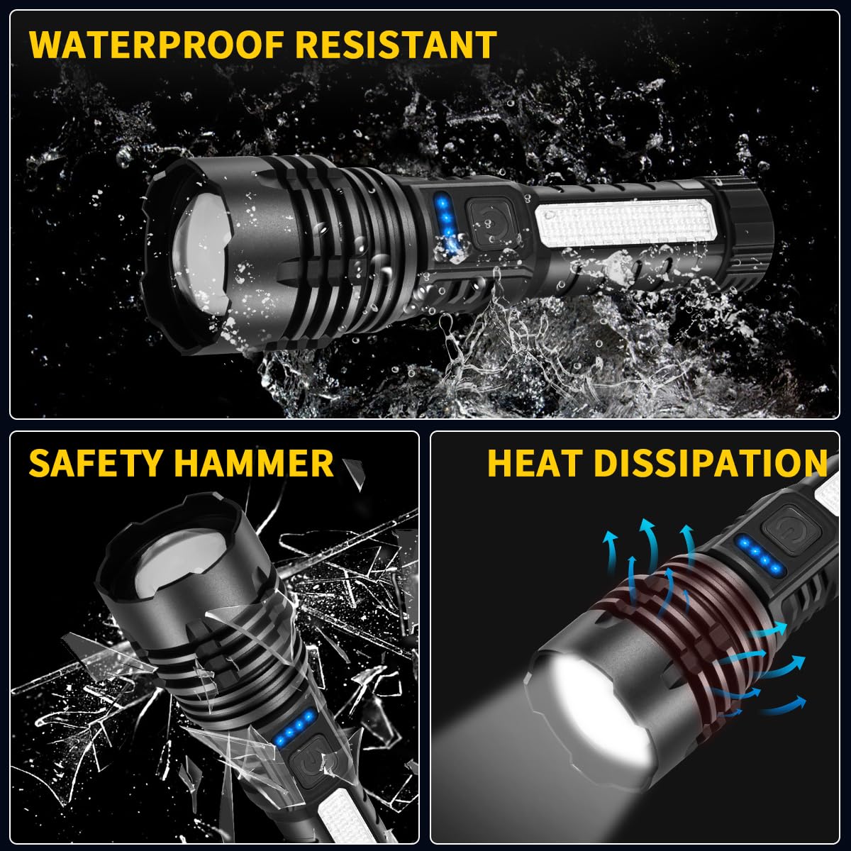 ZioeYiue Rechargeable Flashlights High Lumens, 7Mode Super Bright Flashlight Powerful, Adjustable Tactical Flash Light High Powered, LED Flashlights for Home Emergency Hunting Camping Essentials Gear