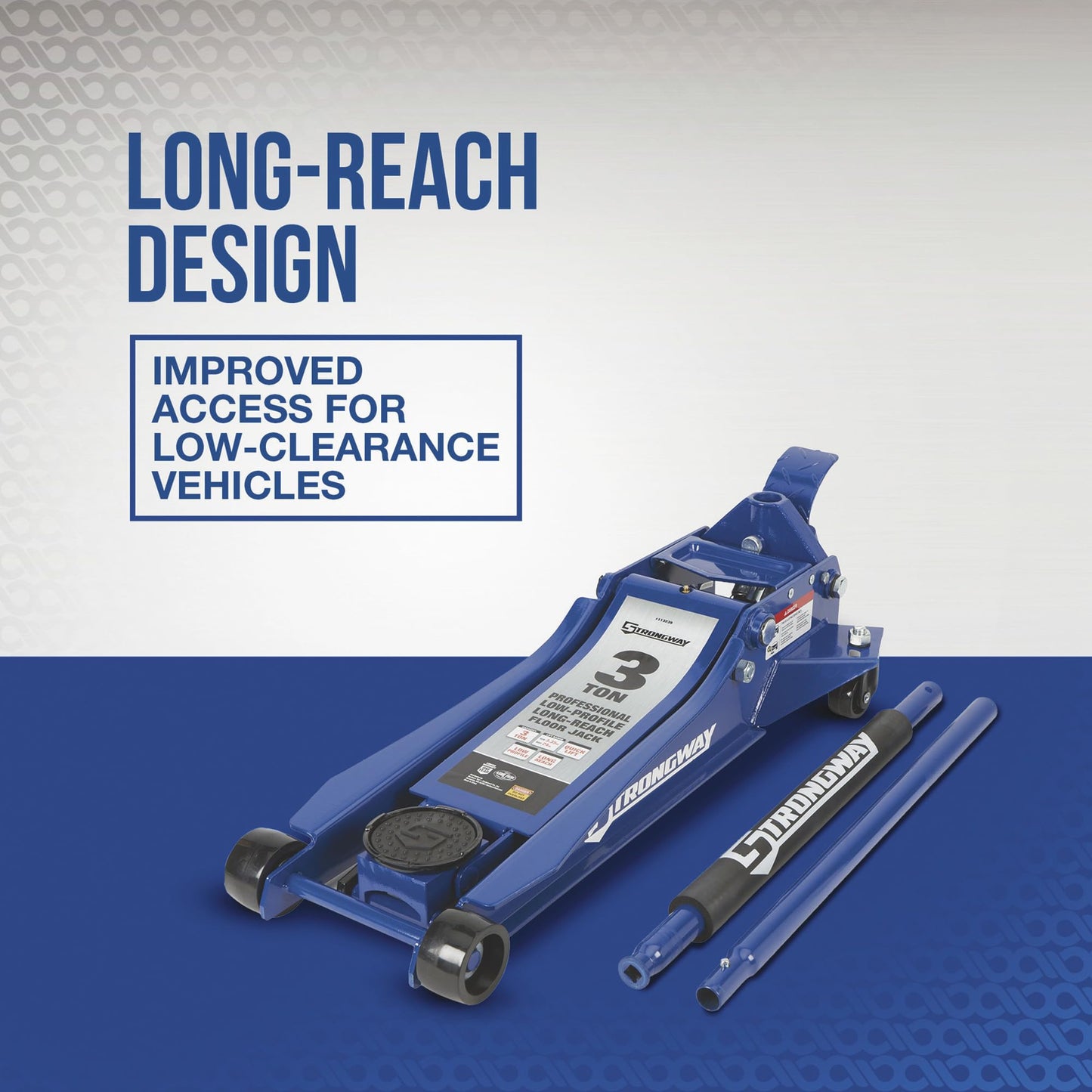 Strongway Long-Reach, Low-Profile Professional Service Floor Jack — 3-Ton Capacity