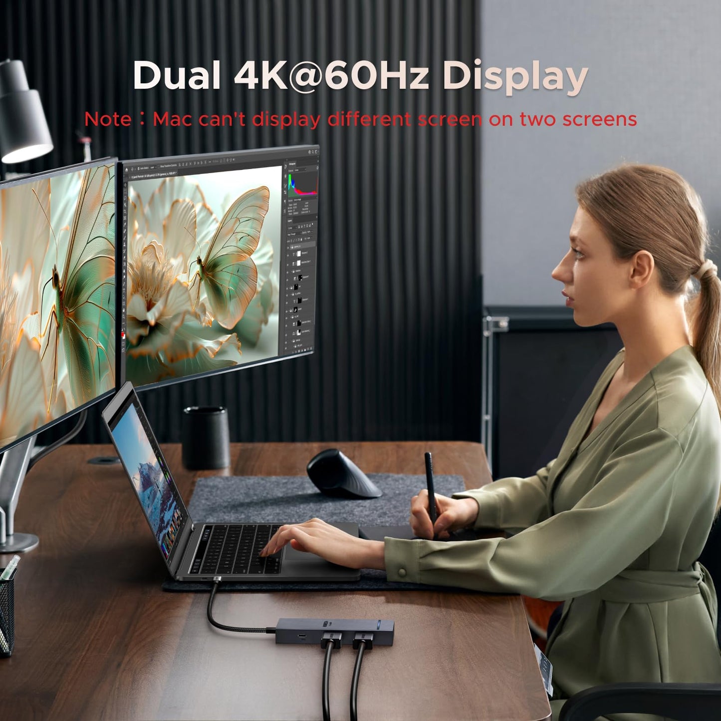 UGREEN 7 in 1 Docking Station Dual Monitor, USB C Hub Dual 4K@60Hz HDMI Display, 10Gbps USB-A/C Data Ports, 100W PD, Aluminum Revodok Pro Laptop Docking Station for HP, Thinkpad, Dell and More
