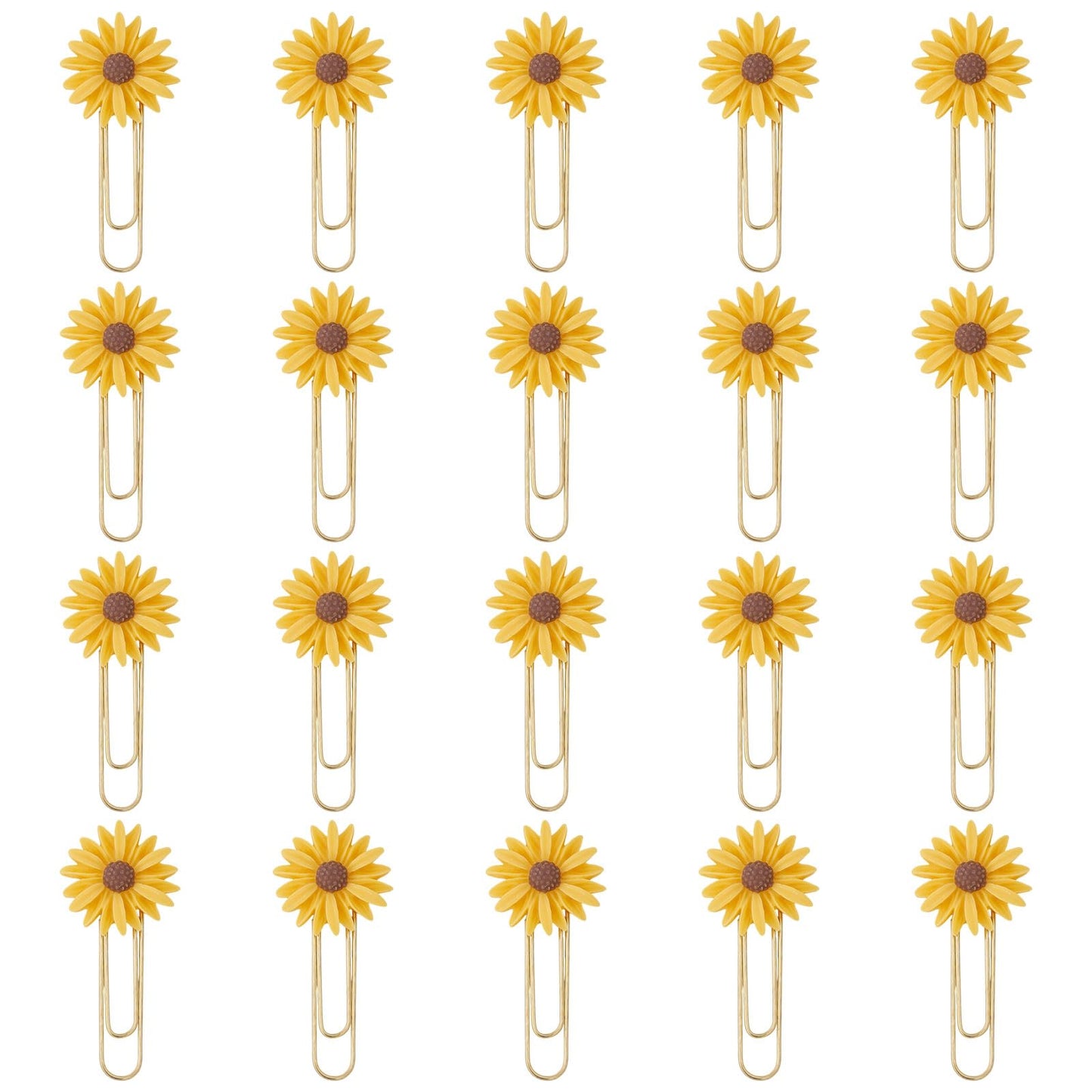 CONCHLERY 40 Pcs Daisy Flower Paper Clips Bookmark Paperclips Bookmark with Resin Flower Note Clips Book Markers for Office Home Bookworm Use, Golden