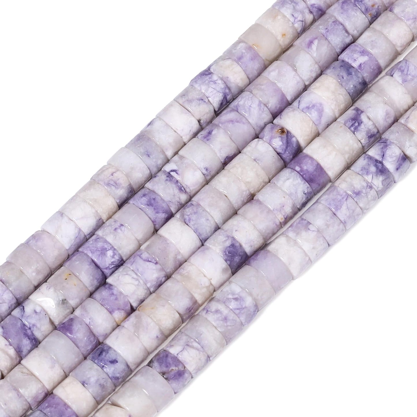 NITOPUPU 150Pcs 4×2mm Natural Purple Jade Spacer Stone Beads for Jewelry Making Supplies, Loose Semi Flat Round Gemstone Tube Beads for Bracelets DIY Crafts