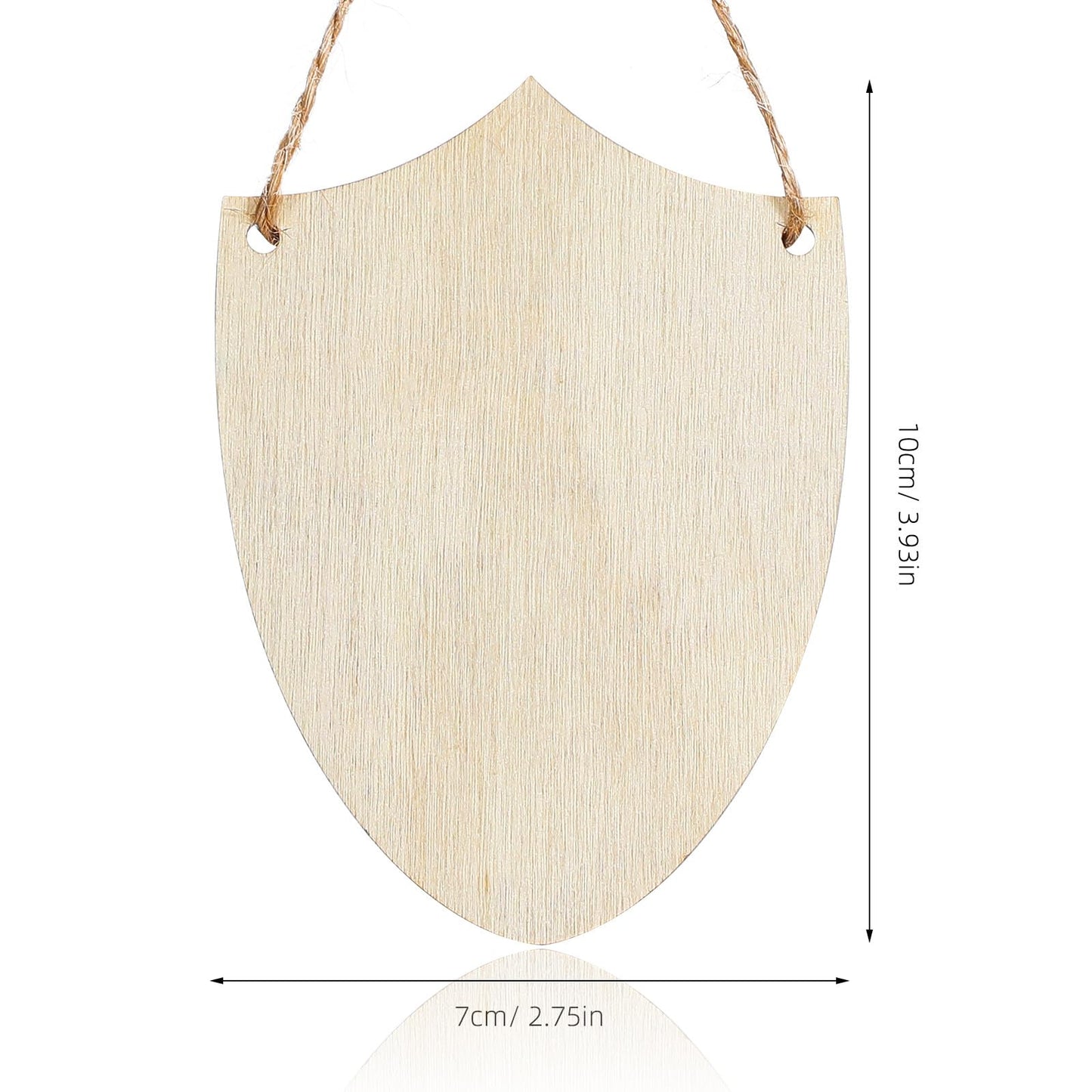jojofuny 20pcs Unfinished Wooden Shield Cutouts, Paintable DIY Wood Craft Shapes for Knight Party Favors, Medieval Decorations & Home Decor, 3.93 x 2.75 Inch