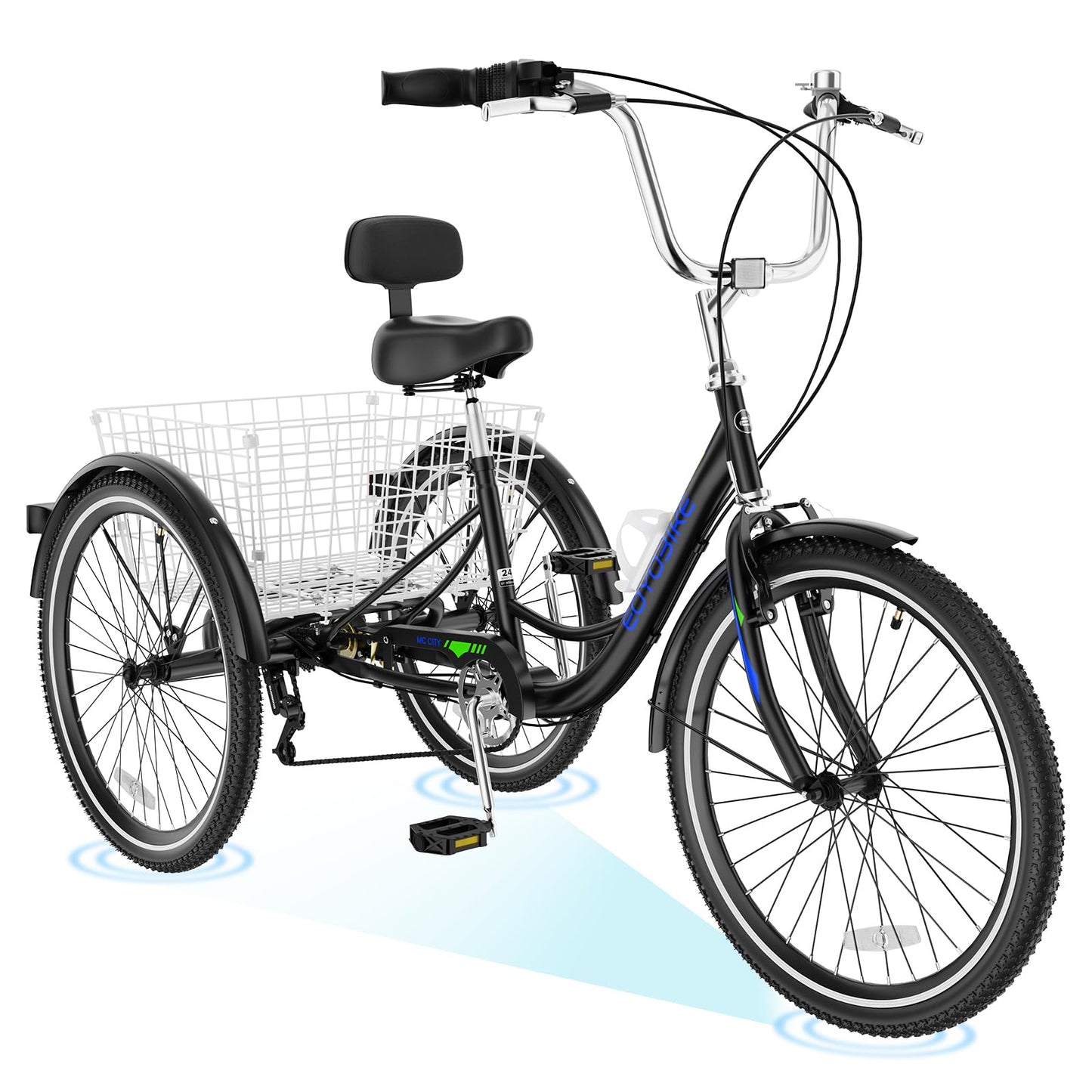ABORON Adults Tricycle, 3 Wheels Bike for Adult, Tricycle for Adults, Double-Wall Wheel Rims, Tricycle for Women Men Exercise Outdoor Sports