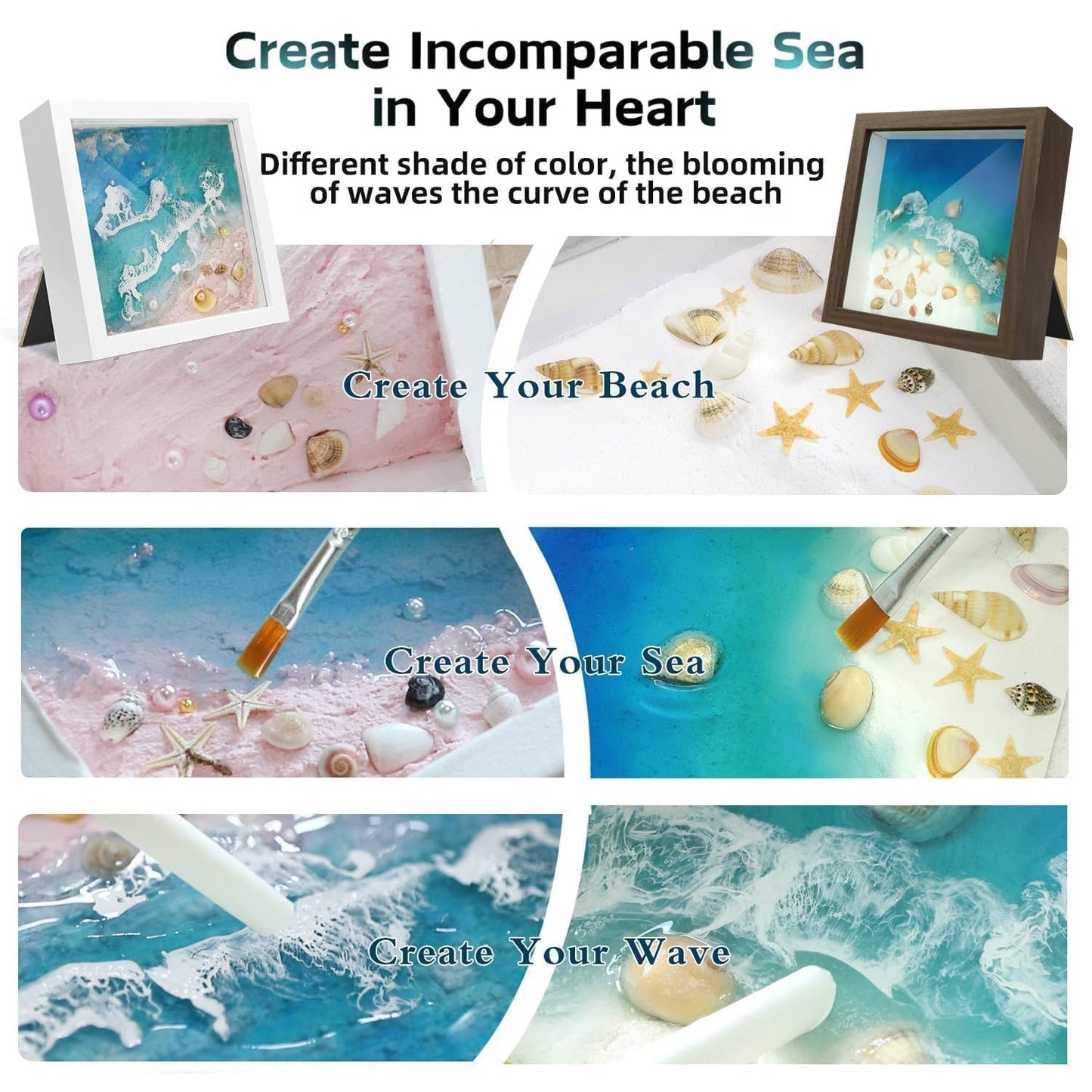 iland Craft Kits for Adults DIY UV Resin Kit Beach Themed Crafting Ocean Resin Art Creative Adult Crafts for Women Resin Art for Beginers Crafty Gifts for Women Teen Girls Mothers Day Birthday Gifts