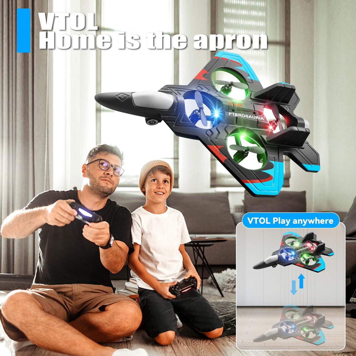 4DRC V32 Foam Remote Control Airplanes RC Planes for Kids Adults, RC Airplane Fighter Jet with Light, 360° Flip Fighter Jet Toys, Stunt Roll, Airplane Toy Gifts for Kids Boys