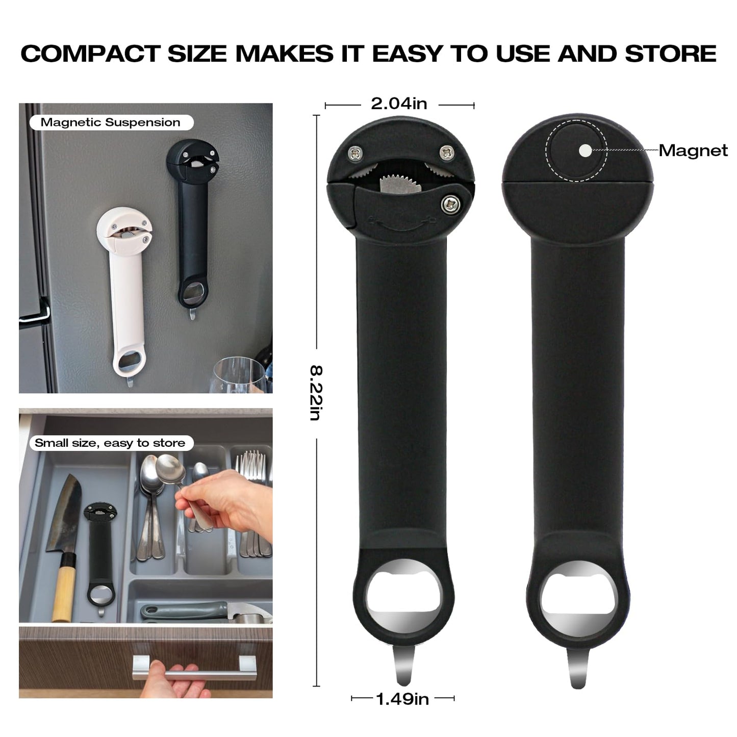 RAIN SPIRIT Multifunctional Retractable Bottle & Jar Opener - Adjustable Can Opener & Lid Gripper for Seniors, Weak Hands, and Arthritis,Jar Opener Bottle Opener and Lid Opener，Wine Opener Gadgets ﻿