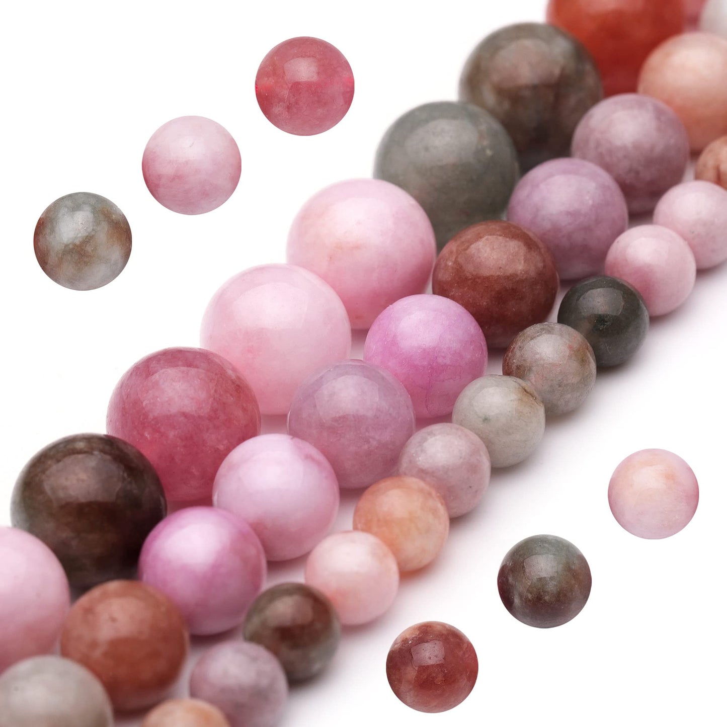 Youngbling Natural Gemstone Beads for Jewelry Making,8mm Rainbow Stone Jade Polished Round Smooth Stone Beads,Genuine Real Stone for Bracelet Necklace 15 Inch(Rainbow Stone,8mm)