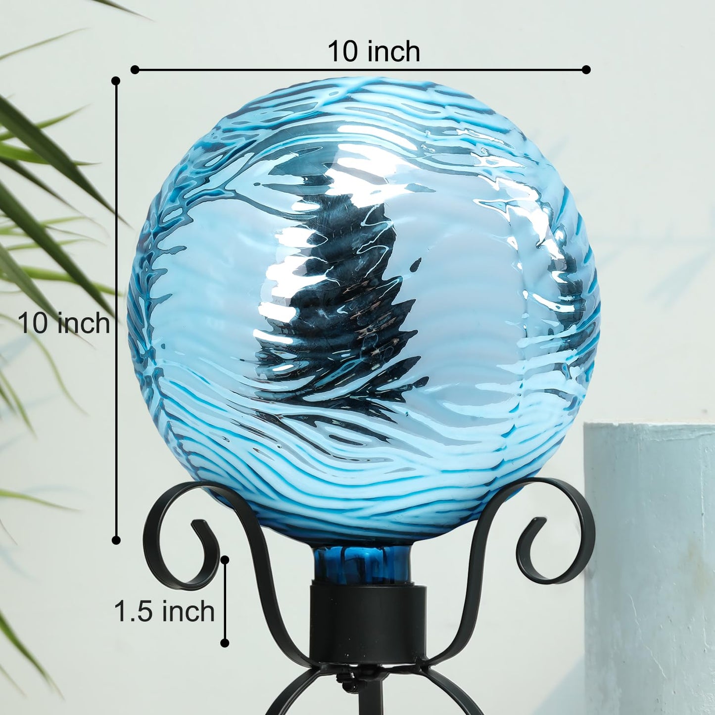 VCUTEKA Gazing Ball, Glass Mirror Polished Hollow Ball Reflective Garden Sphere, Gazing Globe for Home Garden Lawn Outdoor Ornament Yard Decorative 10-Inch