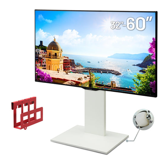 WALL V2 Caster Low Type | Minimalist Rolling TV Stand with HDD Device Holder for 32–60" | Satin White | Portable TV Stand | Height Adjustable, Space Saving, for Living Room and Bedroom