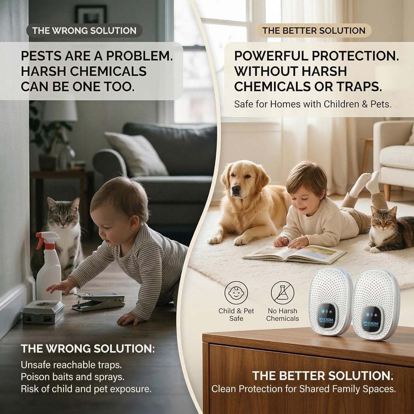 T-25, Ultrasonic Pest Control Repeller - Electronic & Ultrasound, Indoor Plug-in Repellent - Get rid of - Rodents, Mice, Squirrels, Bats, Insects, Bed Bugs, Ants, Fleas, Spiders, Roaches (2 Pack)