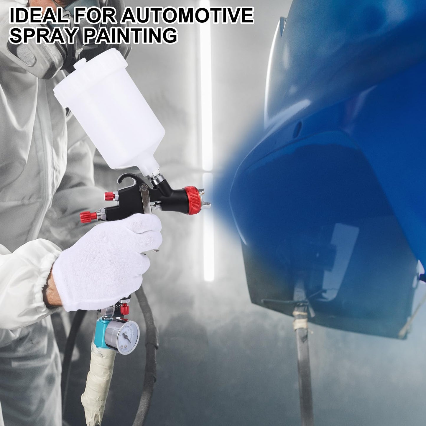 Gyfent R500 LVLP Air Spray Gun Premium Kit, Automotive Paint Spray Gun with 1.3/1.5/1.7/2mm Nozzles & 18 Pcs Paint Sprayer Accessories for Car Automotive Furniture House Painting