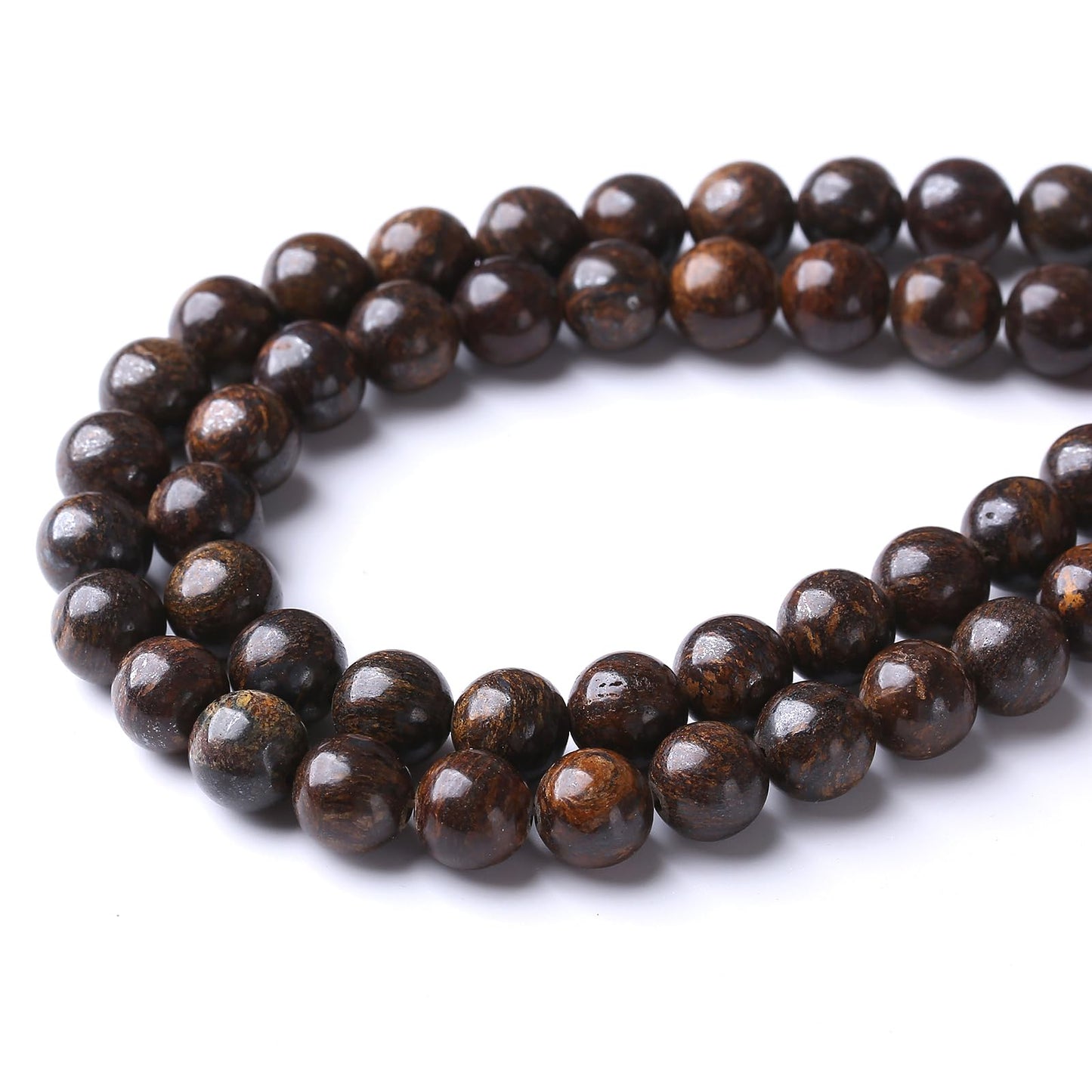 60PCS 6MM Natural Bronze Stone Beads Round Loose Stone Beads for Jewelry Making DIY Energy Stone Healing Power Bracelet 15"