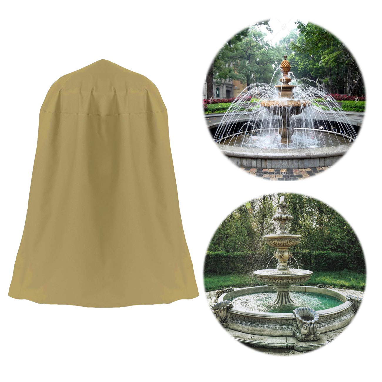 Ogrmar 36"x42" Garden Fountain Cover 600D Oxford Waterproof Dustproof Cover with Locking Drawstring for Winter Outdoor Garden Fountain Statue（36"x42"）