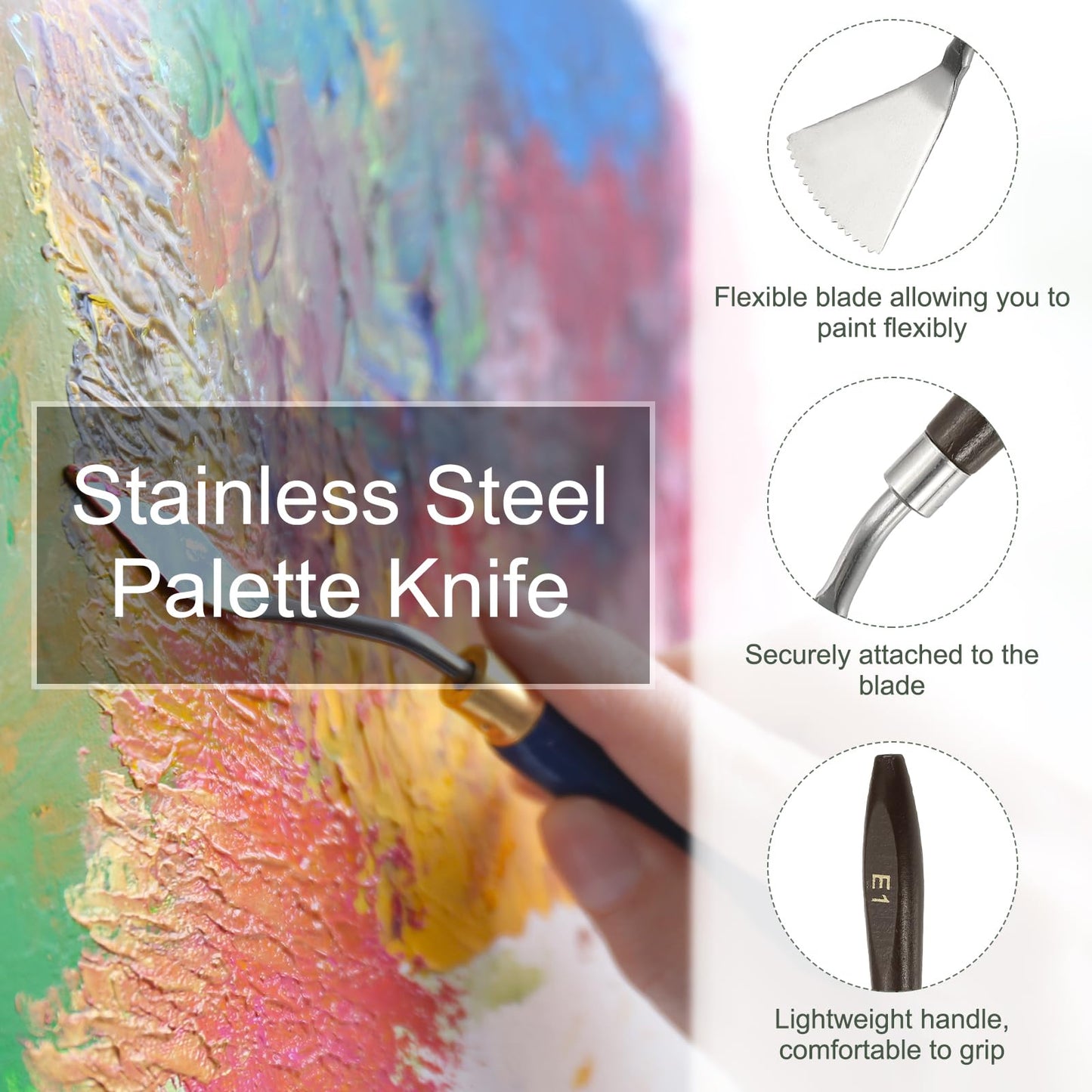 YOKIVE 9 Pcs Stainless Steel Palette Knife, Professional Art Spatula Set Oil Painting Accessories Color Mixing Scraper with Wood Handle, Great for Canvas Acrylic Painting (Brown)