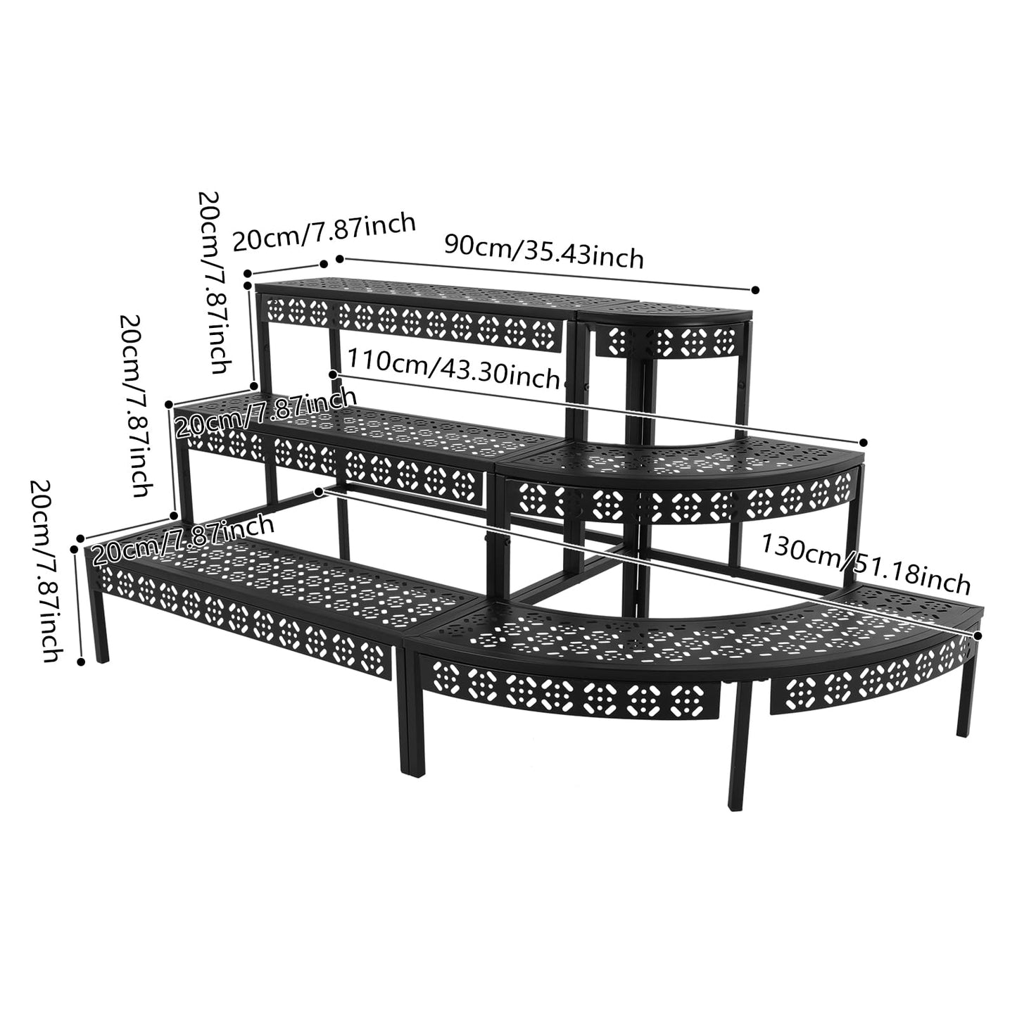 ARPITUYN 3 Tier Metal Plant Stand, Ladder Flower Pot Holder Plant Stands, Stair Style Large Flower Pot Display Rack, Garden Flower Pot Display Shelf for Indoor Outdoor, Black