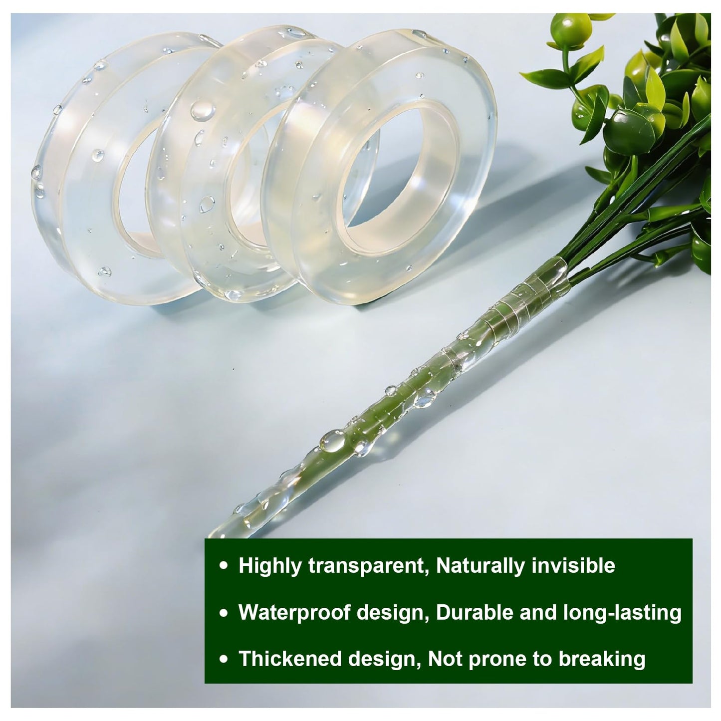 DOMMARE Flower Tape 1/2 Inch Floral Tape, 8Pcs Green Flower Wrapping Waterproof Tape, Flowers Bouquet Supplies for Bouquet Floral Arranging Flower Stem Wrapping, Wedding Bouquet, Wreath, 32 Yard