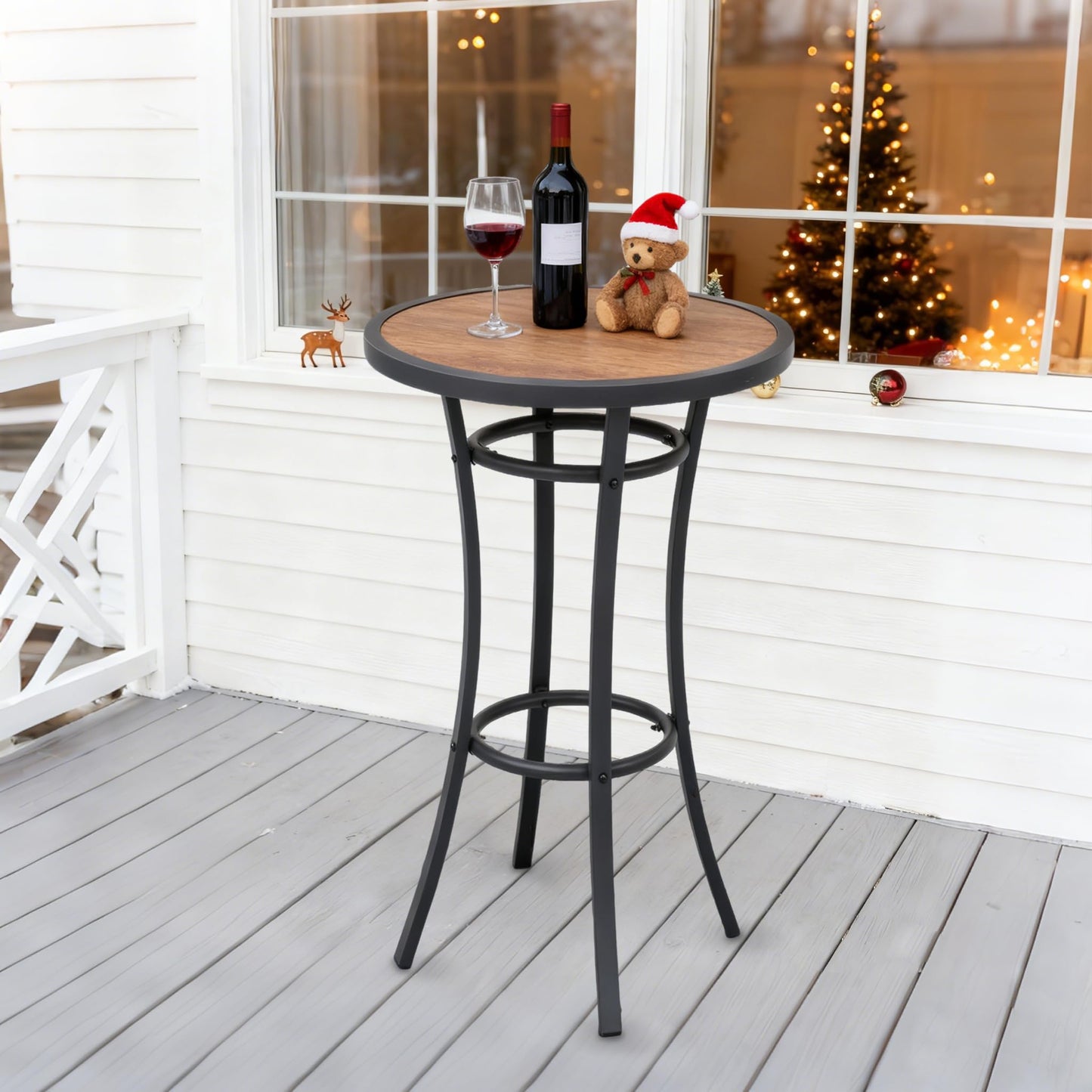 Naga Bahna Bar Height Patio Table, 40-Inch Outdoor Pub Table Bistro Table with Wooden-Like Table Top & Metal Frame, Spring, 2026