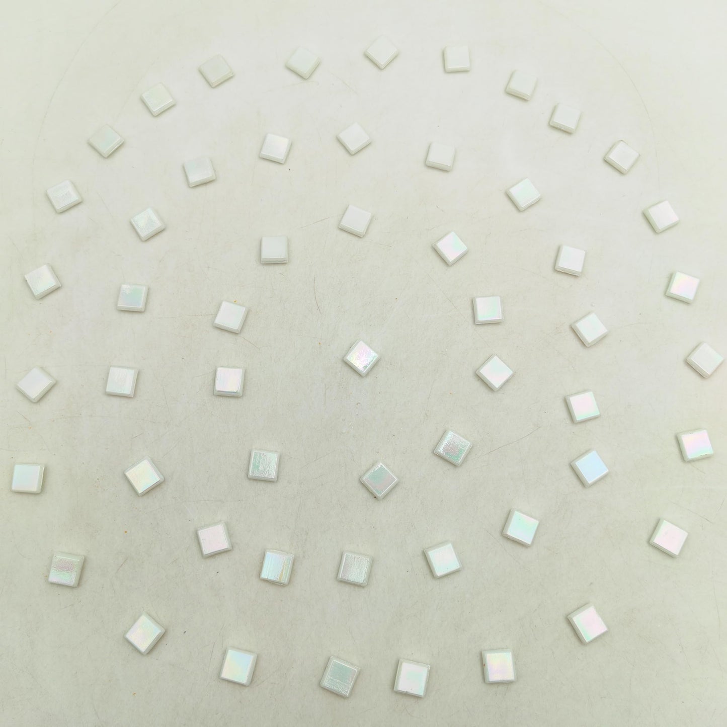 500g/1.1LB Iridescent Ice Jade Glass Mosaic Tiles, 560 Pieces, 2/5 Inch Square Stained Mosaic Tiles for DIY Crafts, Home/Outdoor Mosaic Decoration (White-IB11)