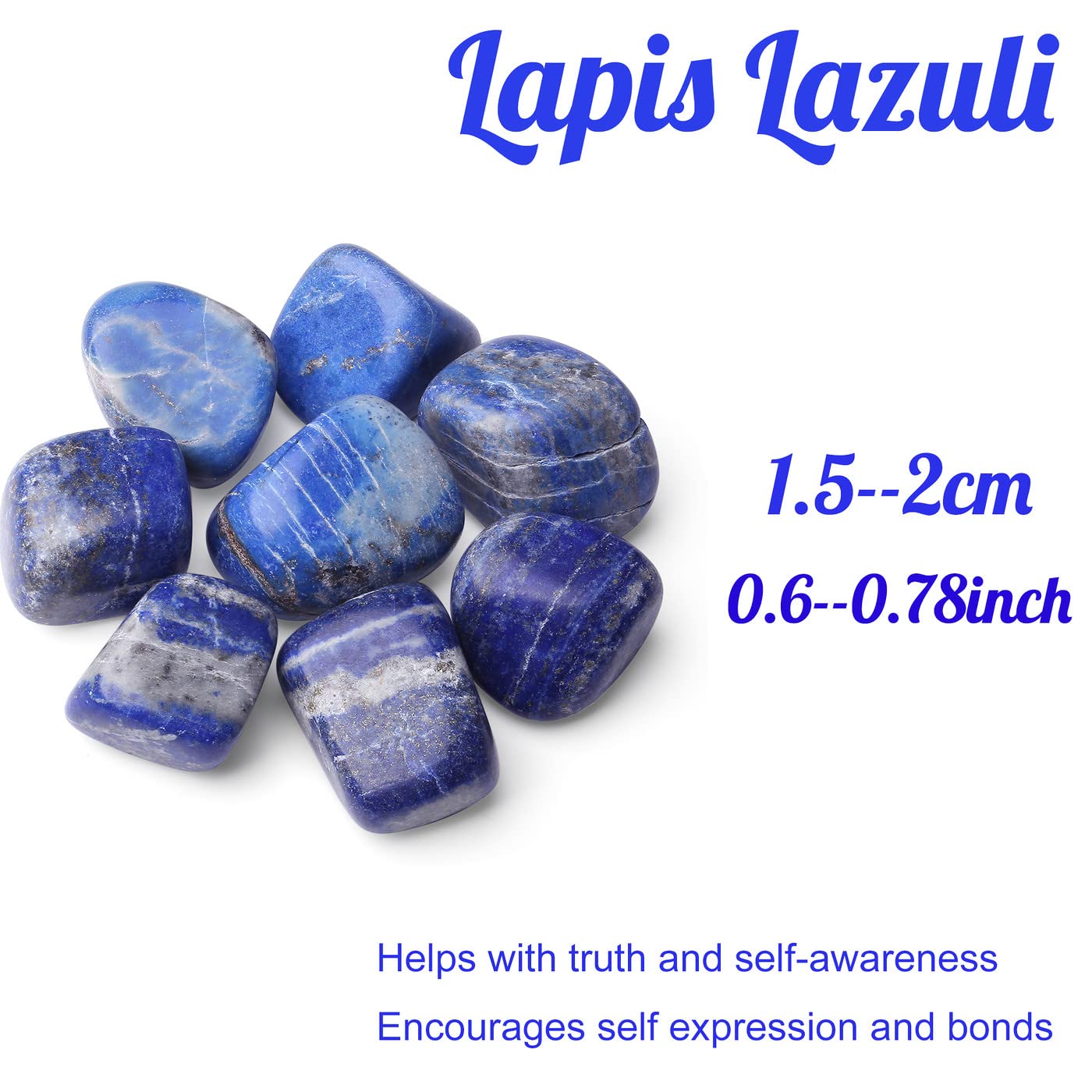 Lapis Lazuli Tumbled Polished Natural Healing Crystals Stones Bulk Stones Crystal for Energy Reiki Tumbling Cabbing Balancing Decoration Gemstones Crystal Healing Meditation Therapy Gift