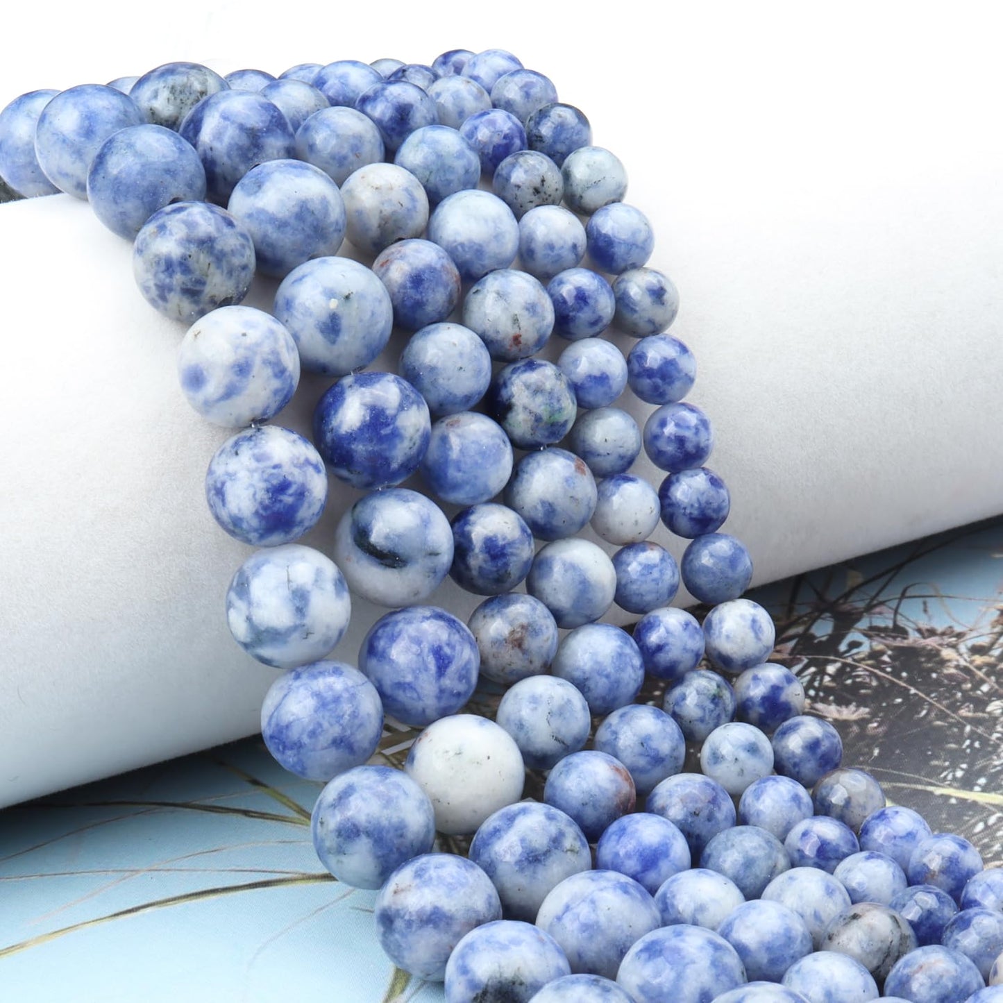 Siomia 60pcs 6mm Natural New Blue Sodalite Gemstone Beads Energy Healing Crystal Round Loose Stone Beads for Jewelry Making, DIY Bracelets Necklaces