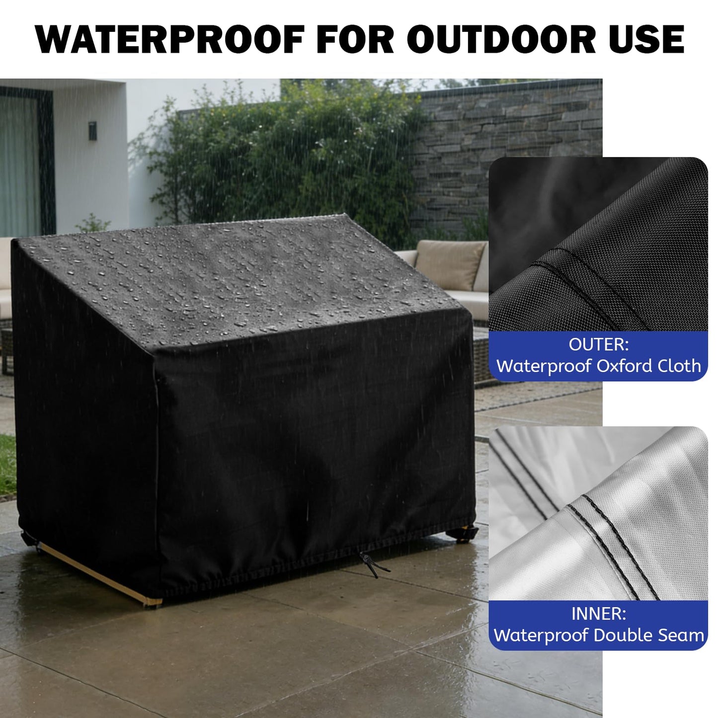 Hdenmist Outdoor Bench Covers, Waterproof Patio Sofa Cover Heavy Duty Outdoor 2-Seater Loveseat Cover for Outside Park Loveseat, Sofa, Glider Bench & Garden Furniture, 48" W x 29" D x 36" H Black
