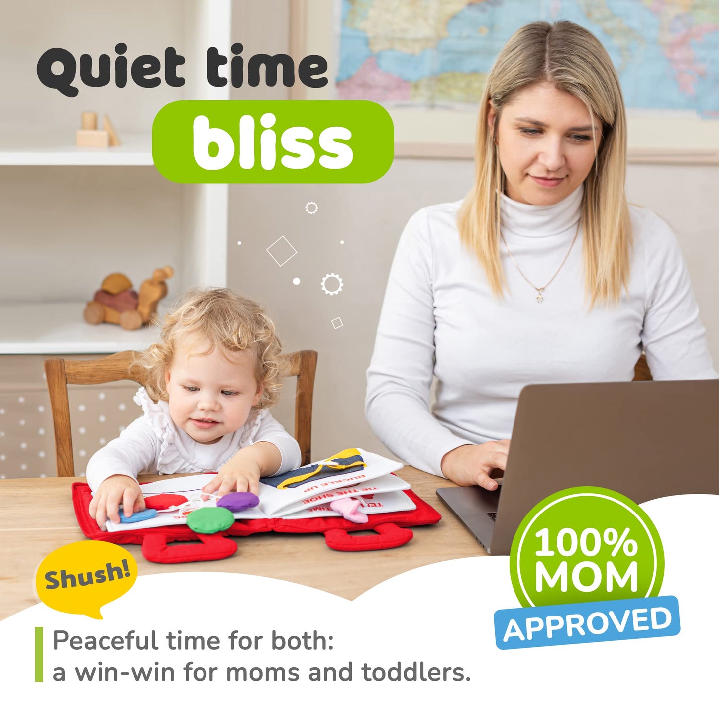 deMoca Travel Toys for Toddlers, Quiet Book for Toddlers 1-3, Baby Travel Toys for Airplane Car Rides, Montessori Busy Book for 1 Year Old with All Parts Attached, Felt Activity Pad, No Noise Gift