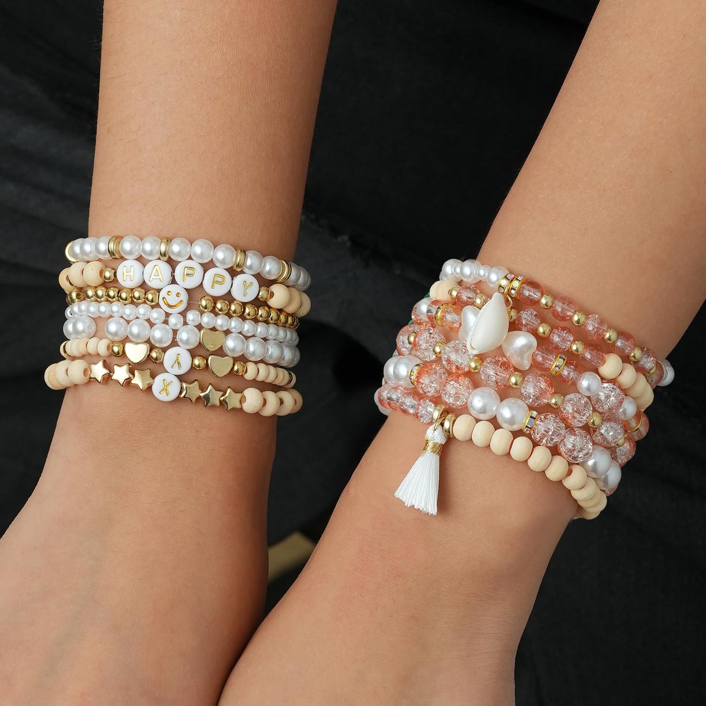 Xylise 6mm/8mm Crackle Glass Beads Bracelet Making Kit Crystal Glass Beads Jewelry Making Kit, Friendship Bracelet kit for DIY Crafts Gifts