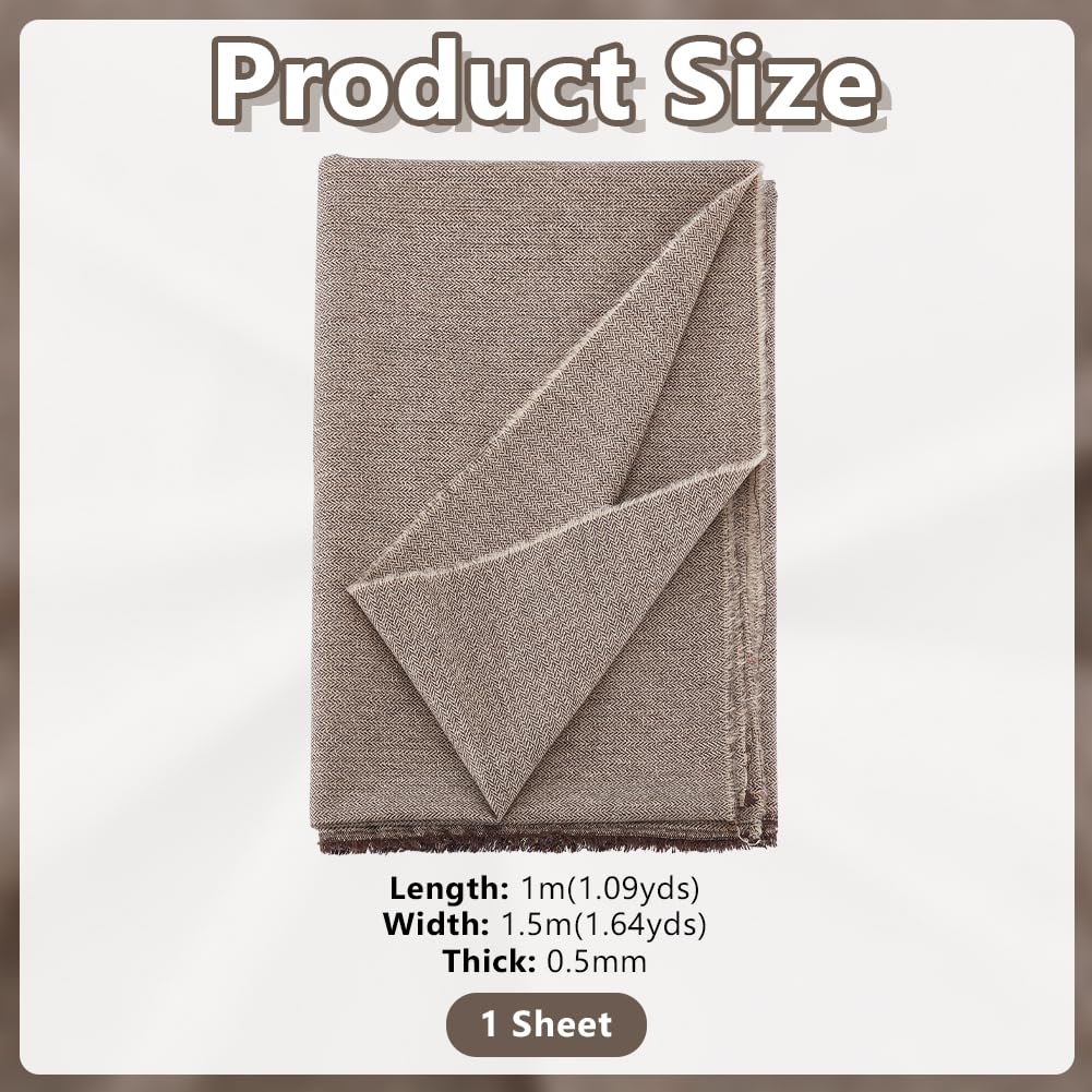 AHANDMAKER Coffee Tweed Fabric, 59x39 Inches Fiber Woven Fabrics Herringbone Tweed Fabric for DIY Crafts Sewing Dress Handbag Coat Costume Clothing Accessories Upholstery Decor