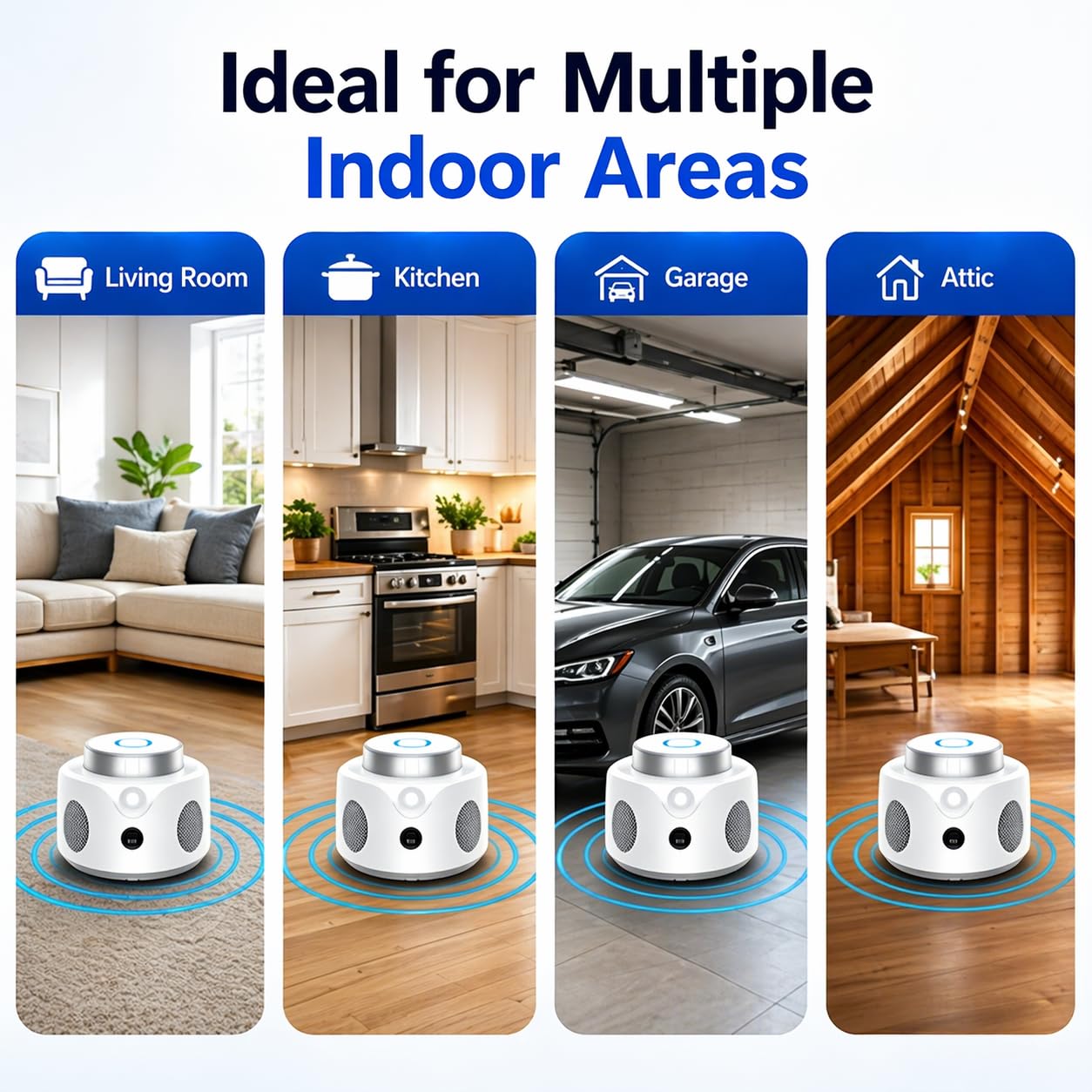 Ultrasonic Repeller Pest Control Indoor Device,Electronic Mouse Repellent Indoor & Rodent Repeller for Mice Rats Roaches Spiders,Ultrasonic Rodent Control for Home Attic Kitchen Garage Basement-White