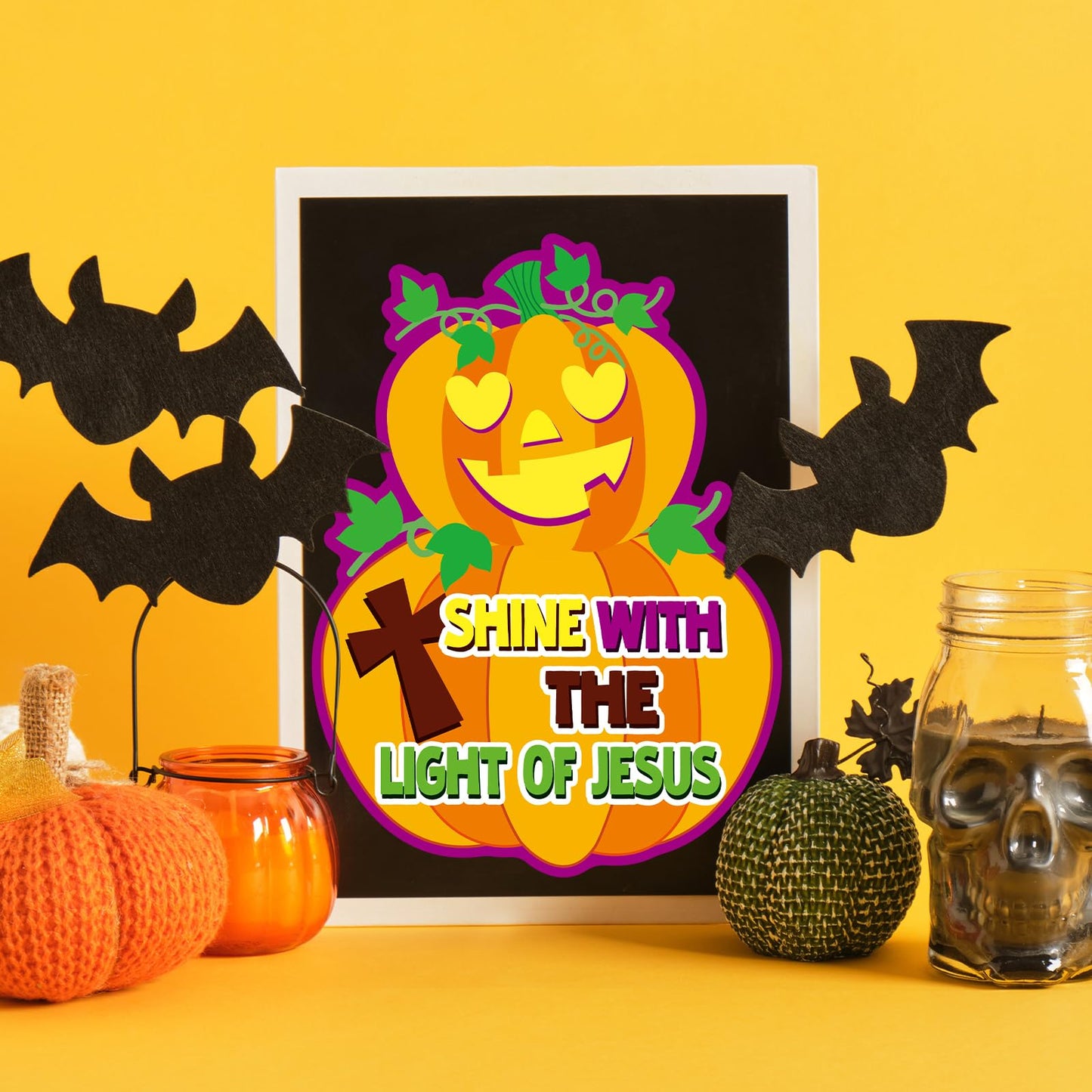 Lonfliness 36PCS Halloween Christian Jesus Fall Pumpkin Crafts DIY Christian Cross Religious Faith Crafts Pumpkin Decorating Sticker Classroom Decorations Sunday School Craft Kit Party Favors