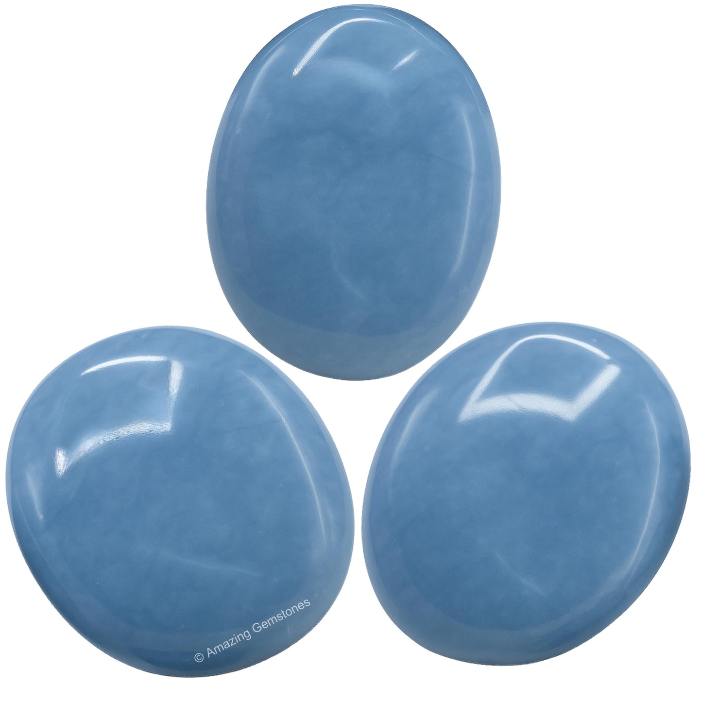 Amazing Gemstone Angelite Crystals and Healing Stones - Large Palm Stone Crystals Piedra - Crystal for Good Luck, Balanced Positive Energy, Meditation - Unique Stocking Stuffers, Gifts for Women