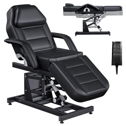 kaiwrxin Fully Electric Massage Table with Lift, 1500lbs Capacity - Professional Adjustable Facial Bed for Estheticians, Spa & Waxing, Heavy-Duty 550lbs Capacity 2r1 (Black - Fully)
