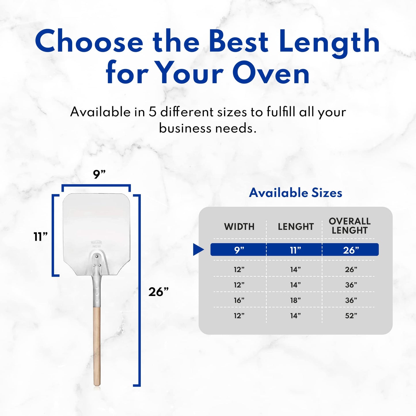 New Star Foodservice 50172 Aluminum Pizza Peel, Wooden Handle, 12 x 14 inch Blade, 52 inch overall
