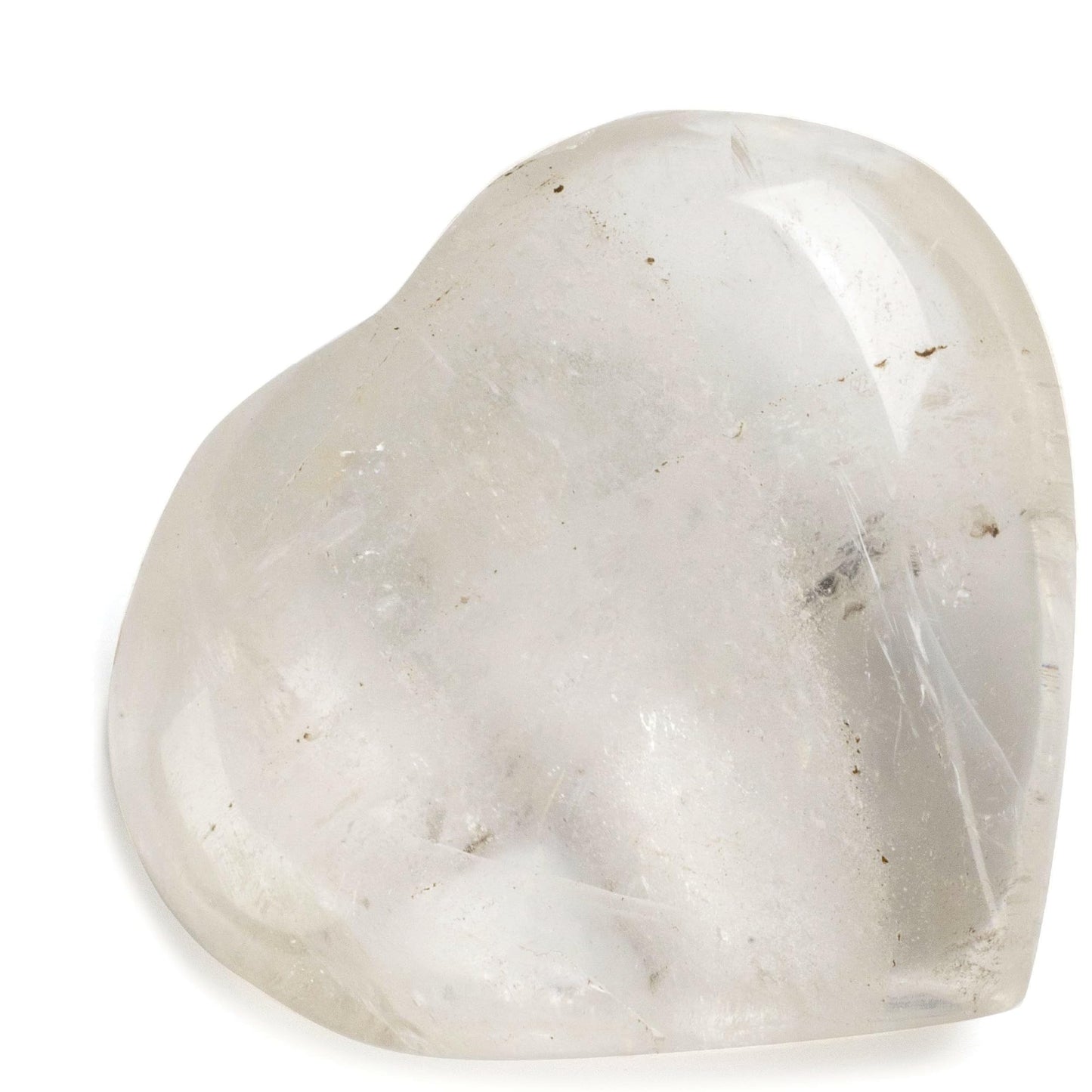 KALIFANO Quartz Heart Carving with Healing & Calming Effects - High Energy Reiki Worry Cuarzo Crystal Used for Soothing Anxiety and Stability (Information Card Included)