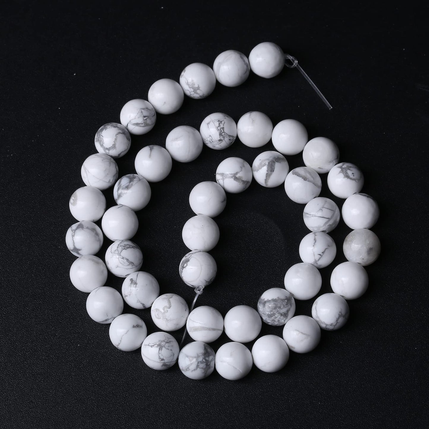 60pcs 6mm AAA Natural Stone Beads White Howlite Turquoises Round Loose Beads for Jewelry Making DIY Bracelet (White Howlite Turquoises, 6mm)