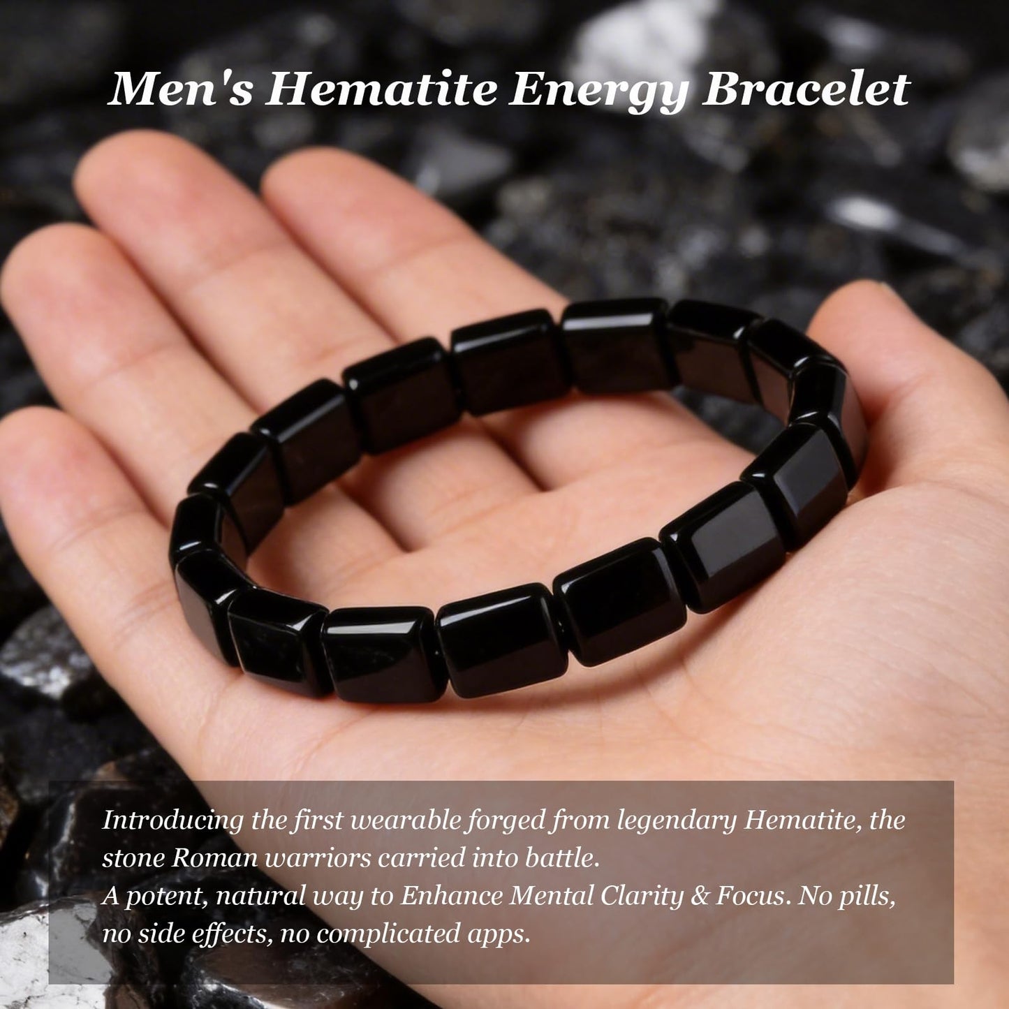 Long tiantian Hematite Bracelet Men Hemios Hematite Hemys Black Beaded Healing Energy Birthday Jewelry Gifts for Husband Brother Boyfriend