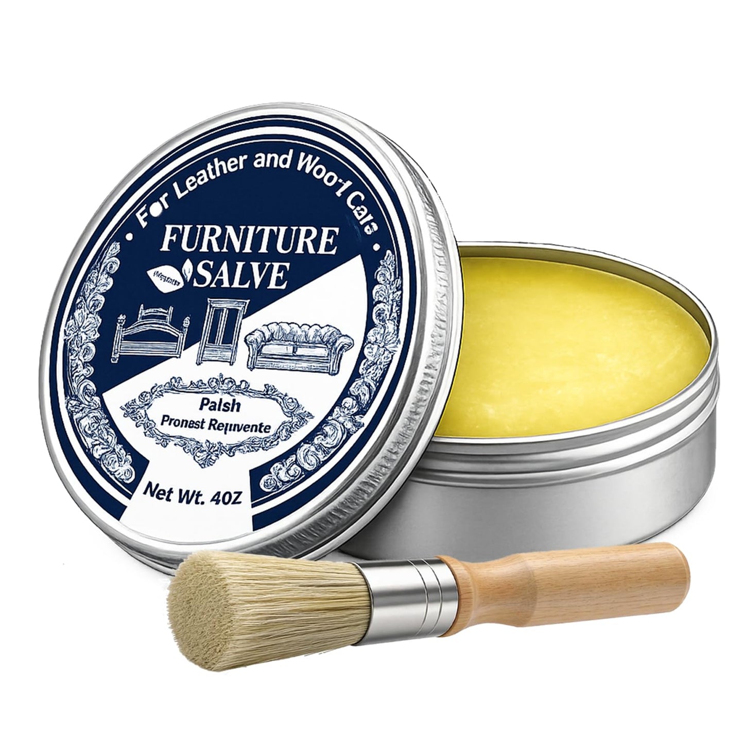 GGPR Leather & Furniture Repair Salve with Brush for Leather Wood, Original Leathers Recoloring Balm Wood Cleaner, Wood Polish Wax, Household Upholstery Maintenance Kit for Home, Sofa, Car Seats