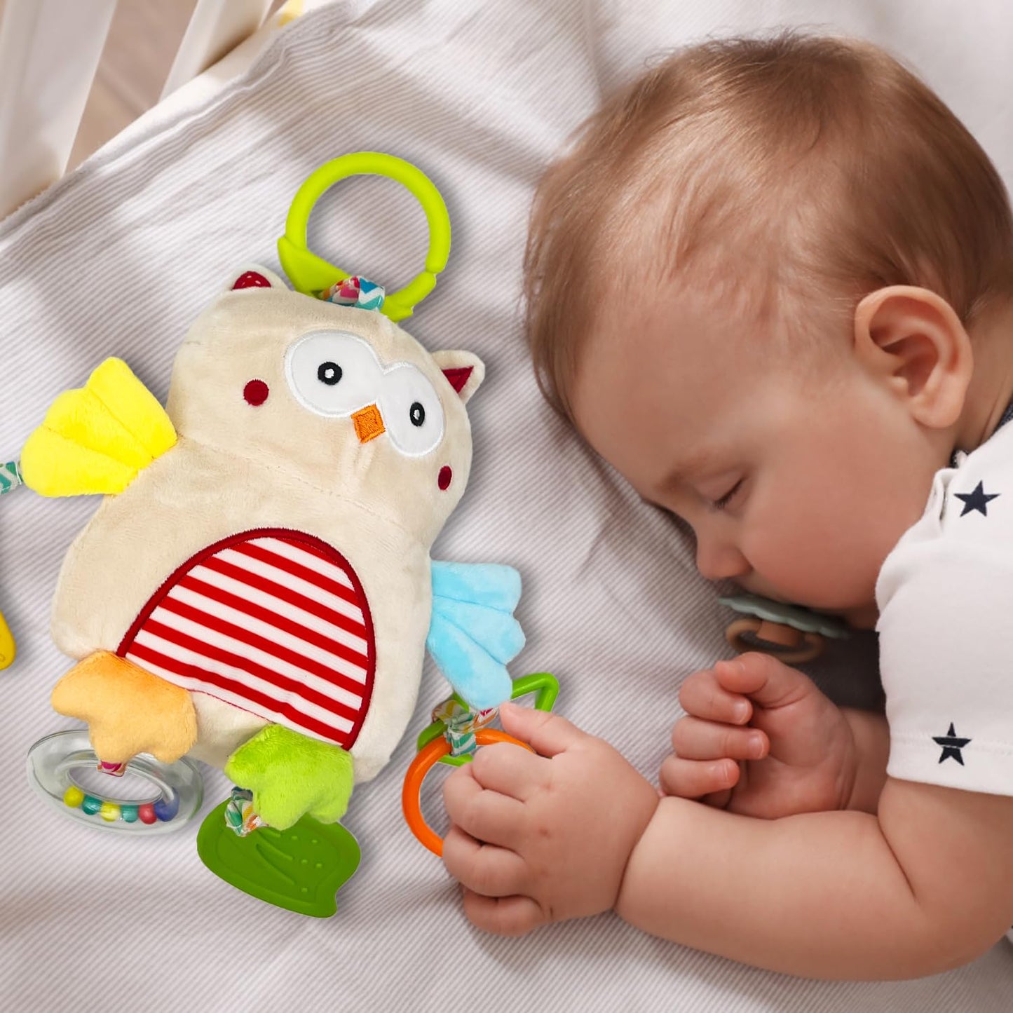 Cylazo Baby Hanging Toys, Plush Animal Stuffed Sensory Toys for Carseat Stroller Car Seat Crib Play Gym, Baby Toys for 0 3 6 9 12 Months, Baby Boys and Girls Gift (Owl)