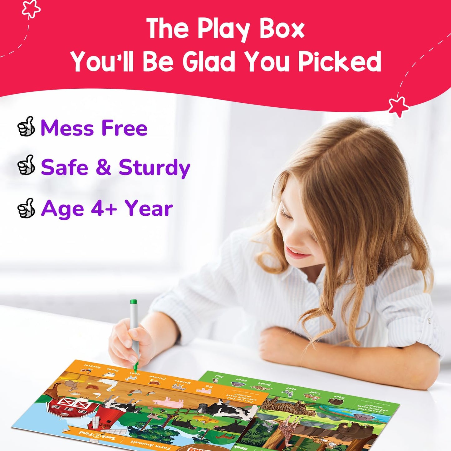 Smartivity Montessori Based Busy Box for 3,4,5 Years Old Boys and Girls I 7in1 Preschool Learning Activity Kit for Toddlers 3-6 I for Kids I Educational Toy I Vocabulary, Fine Motor&Scissor Skills