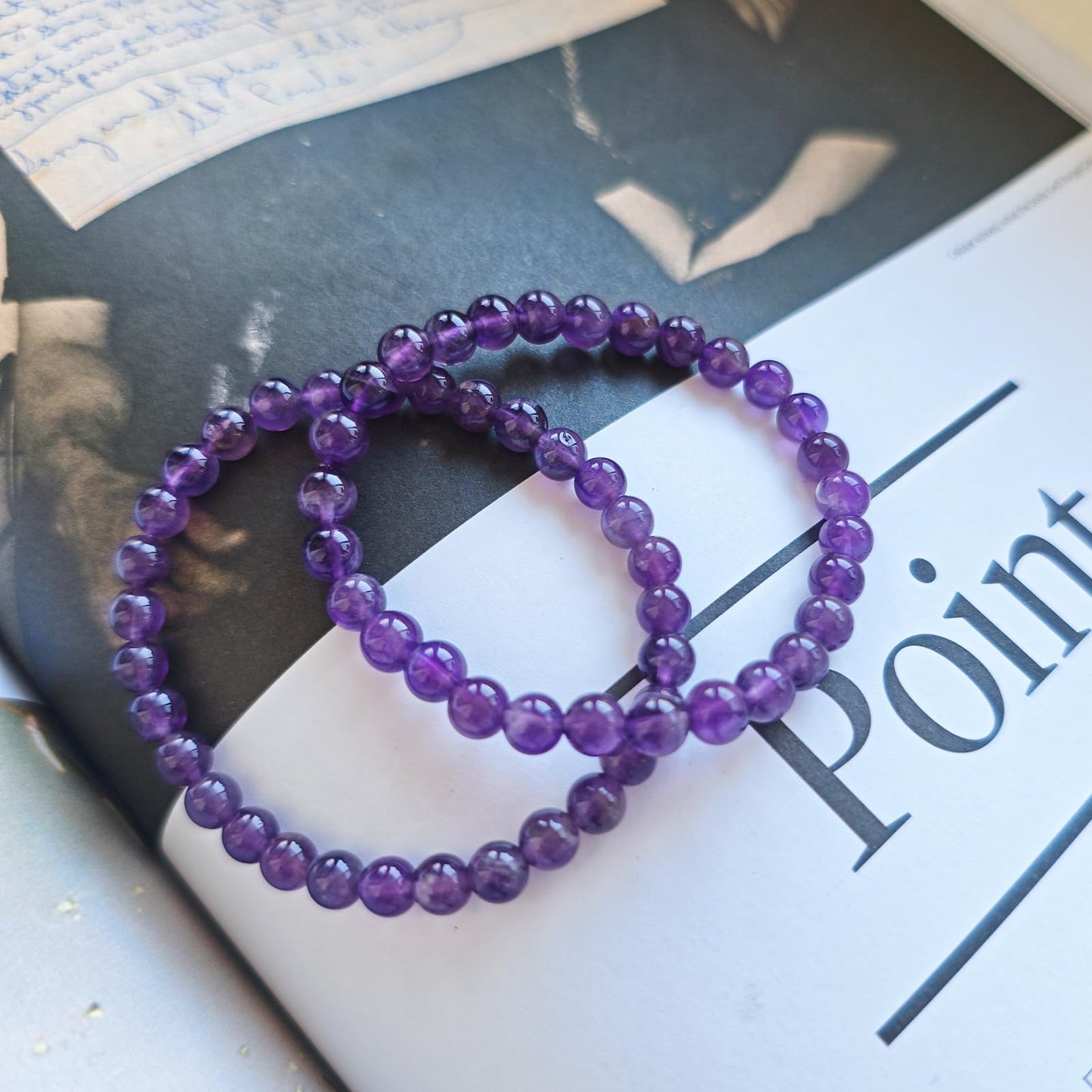 CHCCOYE 6mm Natural Healing Gemstone Bracelet Handmade Yoga Stretch Elastic Bracelet Stress Relief Crystal Jewelry for Men and Women (6mm, Amethyst)