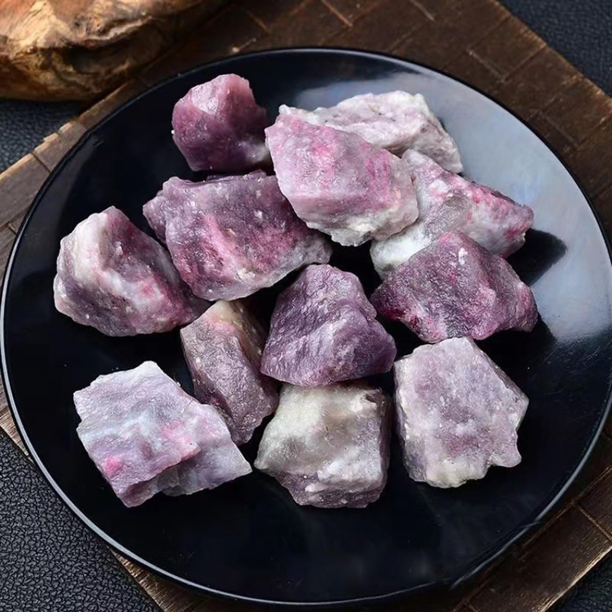 Erliway 1.25-2" Plum Blossom Tourmaline Raw Crystals, Natural Rough Plum Blossom Tourmaline Stone, Healing Stones for Fountain Rock, Home Decor Meditation Energy Balancing Wire Wrapping Reiki