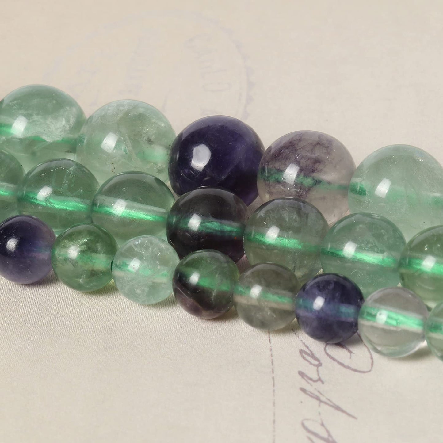 45pcs 8mm Natural Stone Beads Fluorite Beads Energy Crystal Power Gemstone for Jewelry Making, DIY Bracelet Necklace