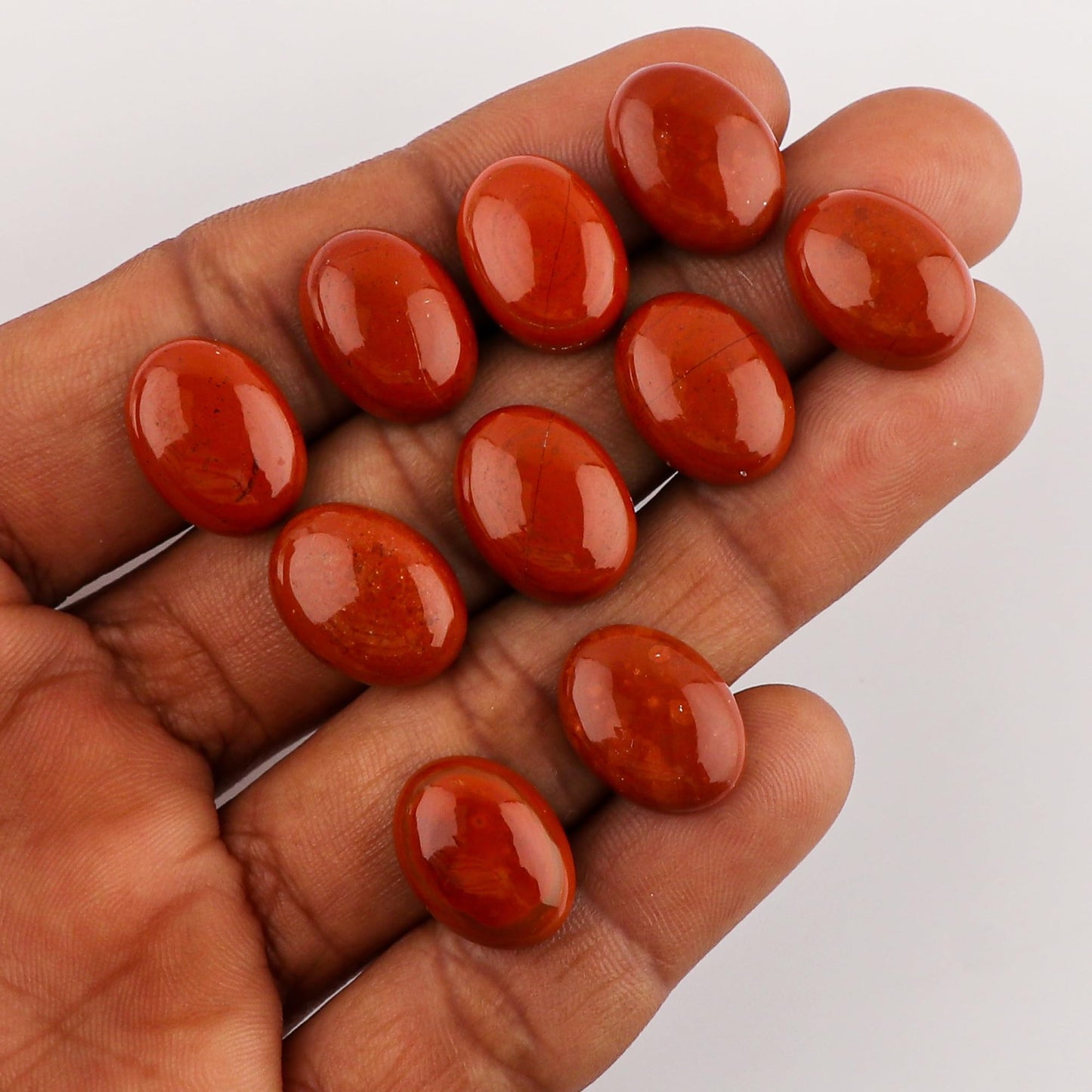 1 PCS, 25x18 MM, AURA GEMS Natural Red Jasper, Cabochon, Oval Shape, Jewelry Making Stone Supply, Pocket Worry Stone Crystals for Anxiety Stress Relief Therapy, Real Crystal, Birthstone
