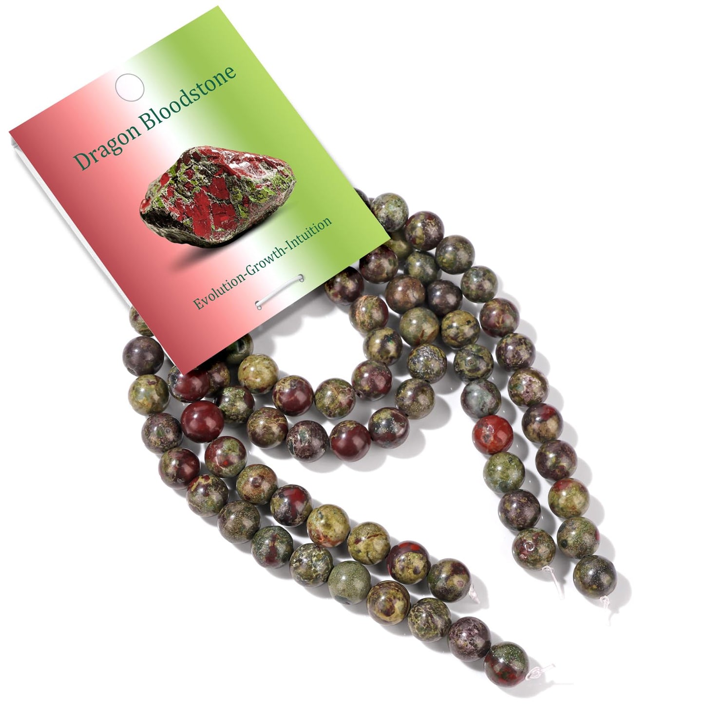 Risyfjew 100PCS 8mm Natural Dragon Bloodstone Beads Gemstone Round Loose Beads for Jewelry Making Chakra Crystal Stone Beads for Bracelets Necklace Earrings Making Supplies (100pcs/Strand)