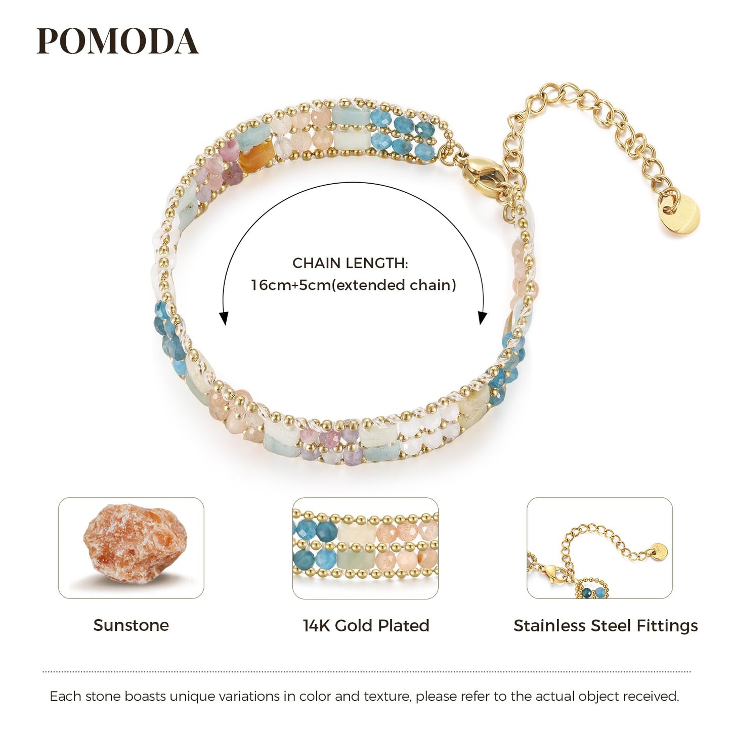 POMODA Boho Bracelets for Women Chakra Stackable Bohemian Bracelet Stack Energy Gemstone Crystal Healing Layered Summer Vacation Natural Stone Handmade Beach Jewelry for Women