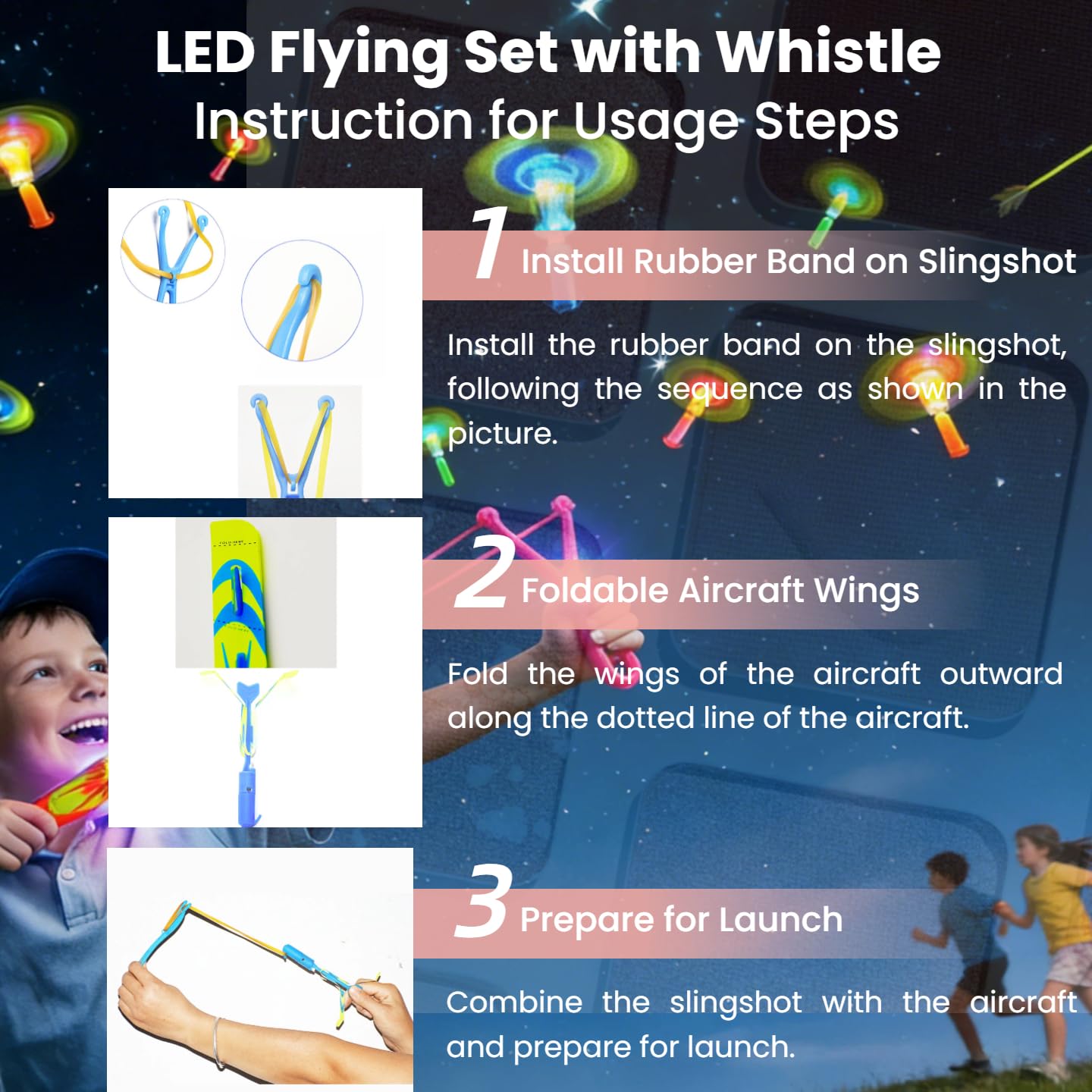 30 Packs Glow in the Dark Flying Toys Slingshots Rocket helicopter with Whistle for Kids,Glow Party Pavor Supplies for Kids Adults,Light up Toys for Camping Games Birthday Gifts Easter Basket Stuffer