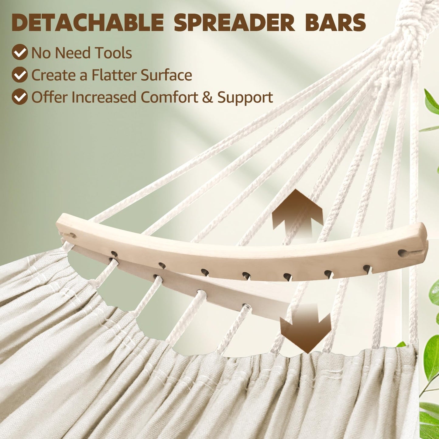 Chihee Cotton Hammock Holds Up to 660lbs Fabric Hammock 8.9x4.9ft Soft Portable Tree Hammocks Camping with Detachable Spreader Bar Pillow 2 Strong Webbings 2 Carabiners Indoor Outdoor Backyard Garden