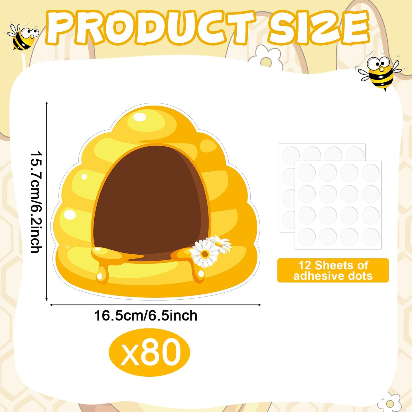 gisgfim 80Pcs Bee Hive Cutouts Summer Honey Bee Hive Decorations Bulletin Board Honey Daisy Paper Cut-Outs Classroom Decor for Boy Girl DIY Craft Photo Wall Kindergarten Preschool Party Favor Supply